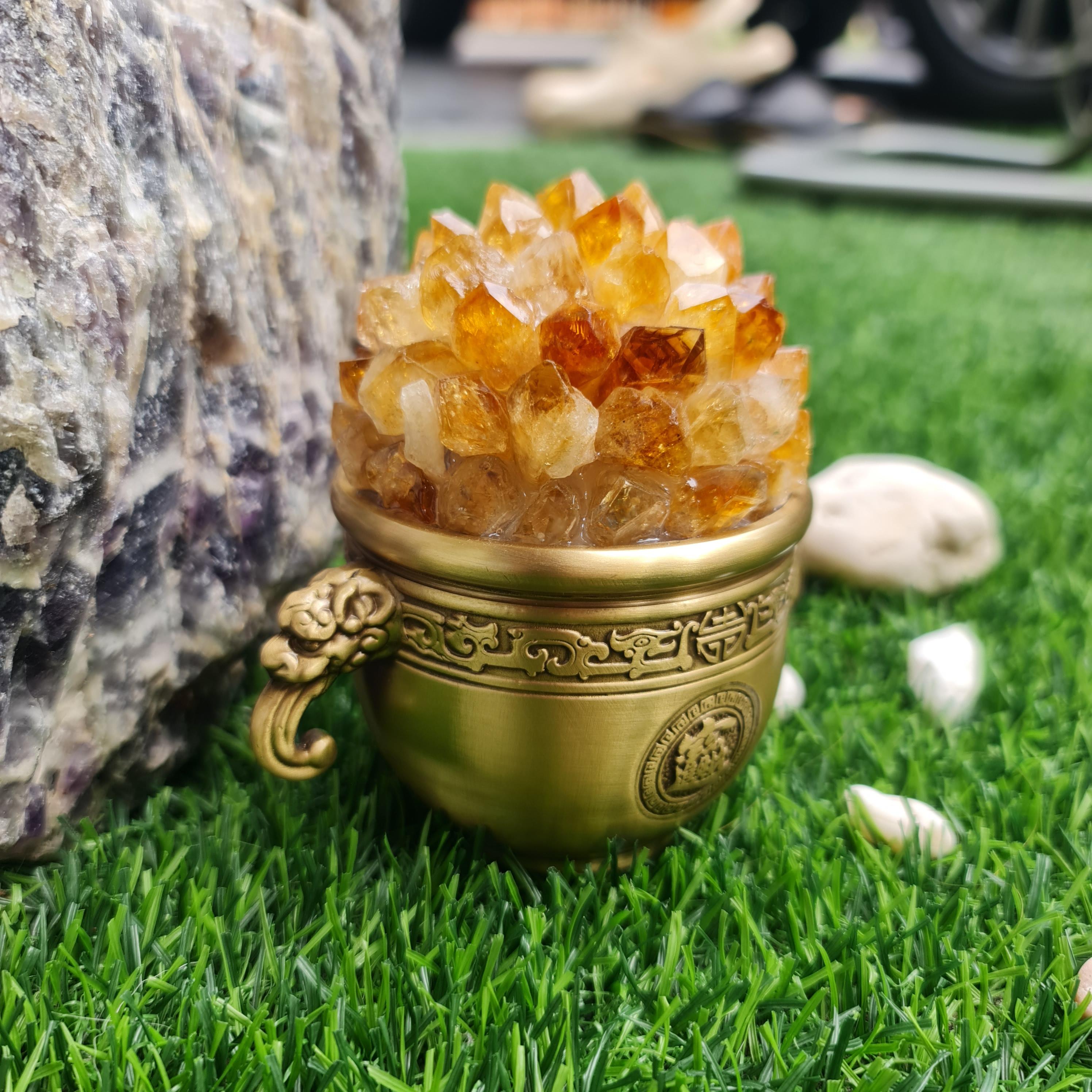 ผลึก ซิทริน Citrine พลอยแท้ อัญมณีมงคลประจําวันเกิด เครื่องประดับพลอย