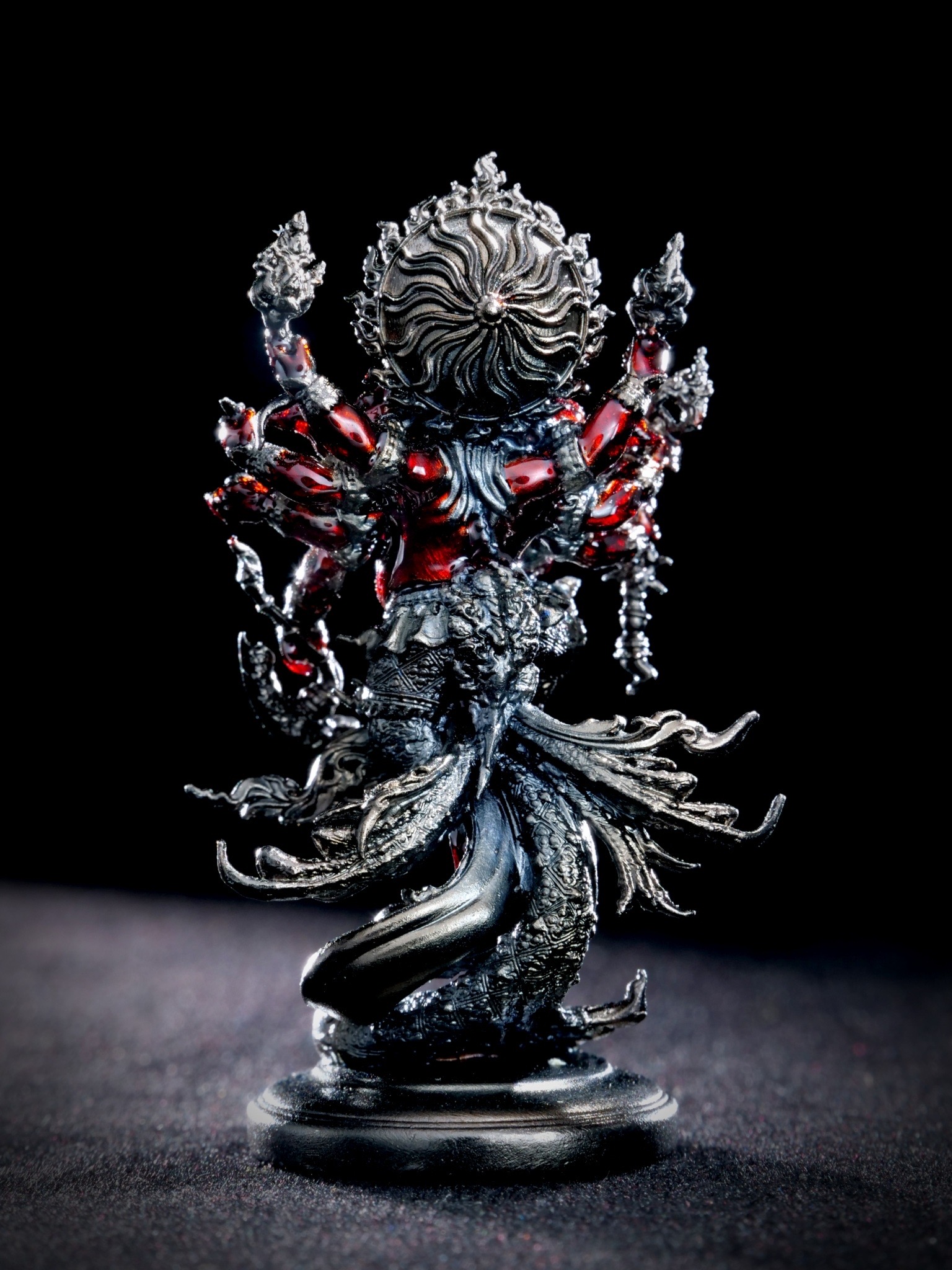 พระพิฆเนศสุริยะเทพ สุริยาบินายัค Surya Binayak รหัส7 เนื้อชนวนมหามวลสาร ชุบแบล็คกายแดง