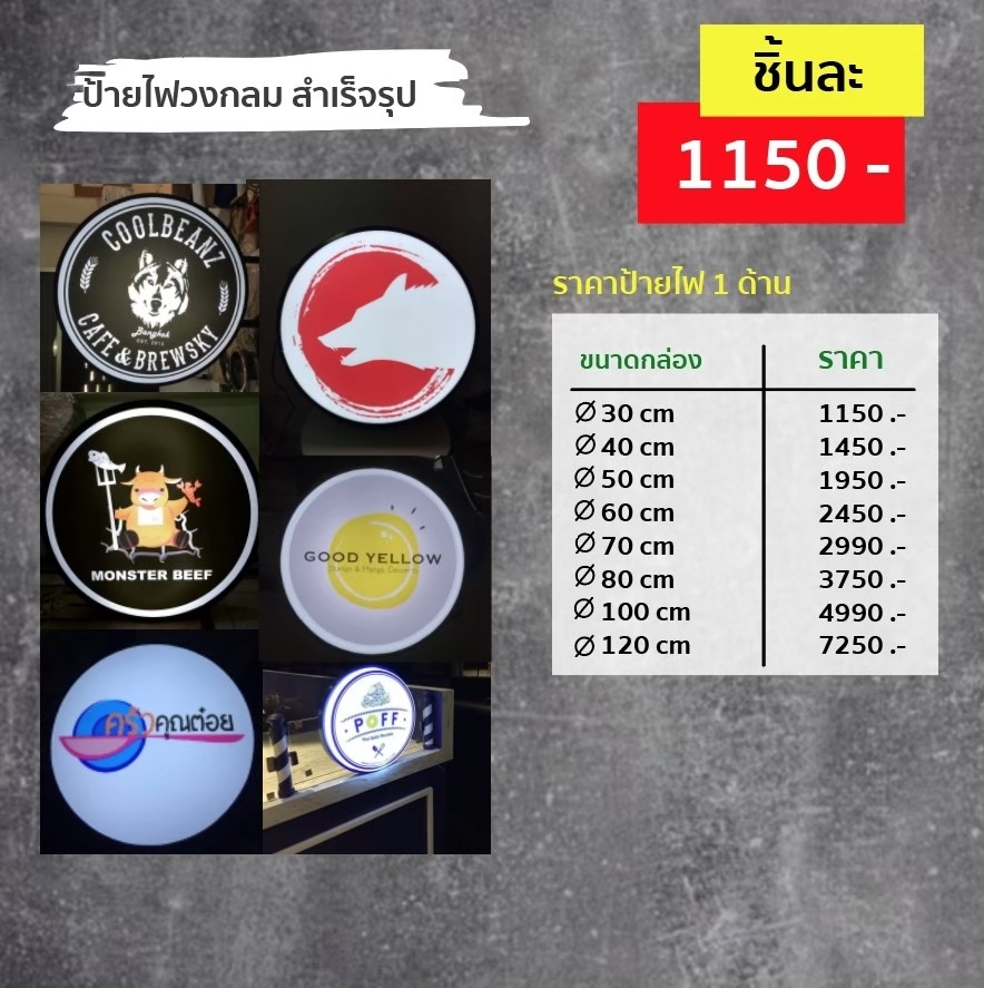 ป้ายกล่องไฟ สำเร็จรูป