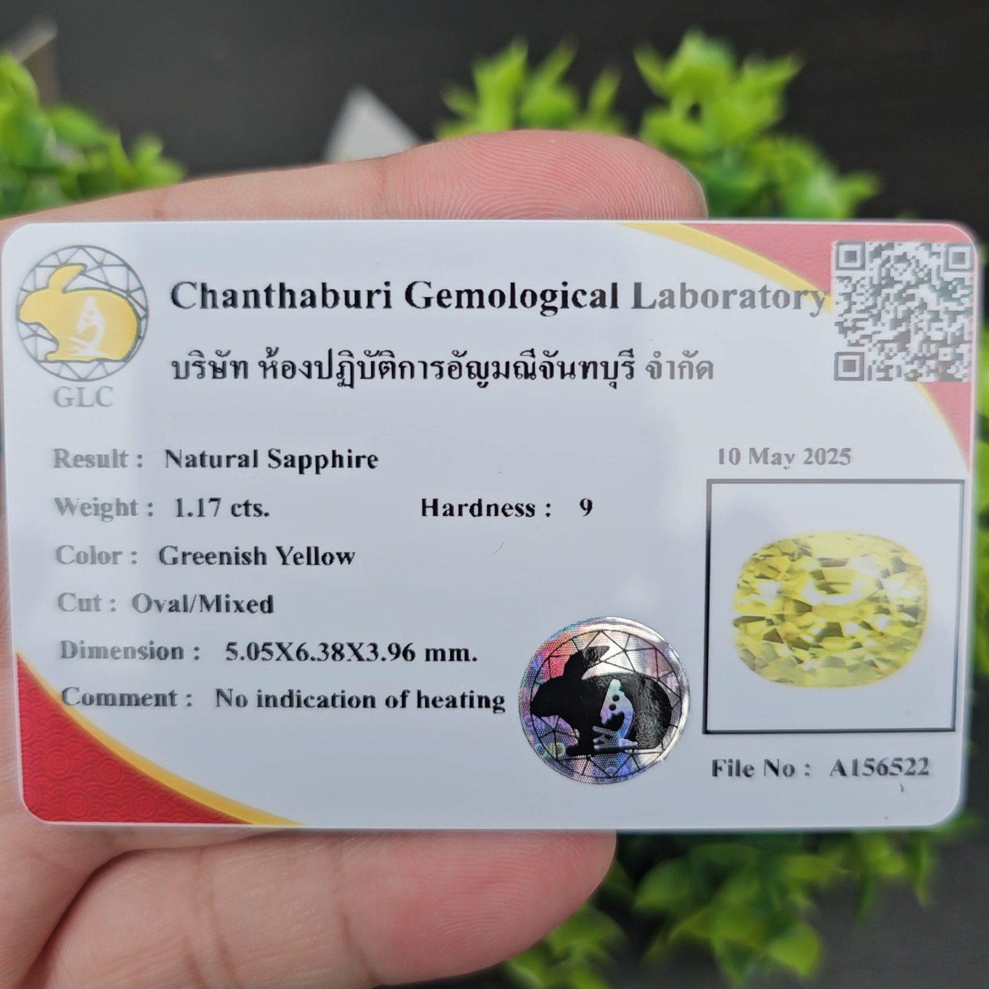 พลอย บุษราคัม yellow sapphire 1.17 กะรัต (Cts.) ดิบ (Unheated) พร้อมใบเซอร์ พลอยแท้ อัญมณีมงคลประจําวันเกิด เครื่องประดับพลอย