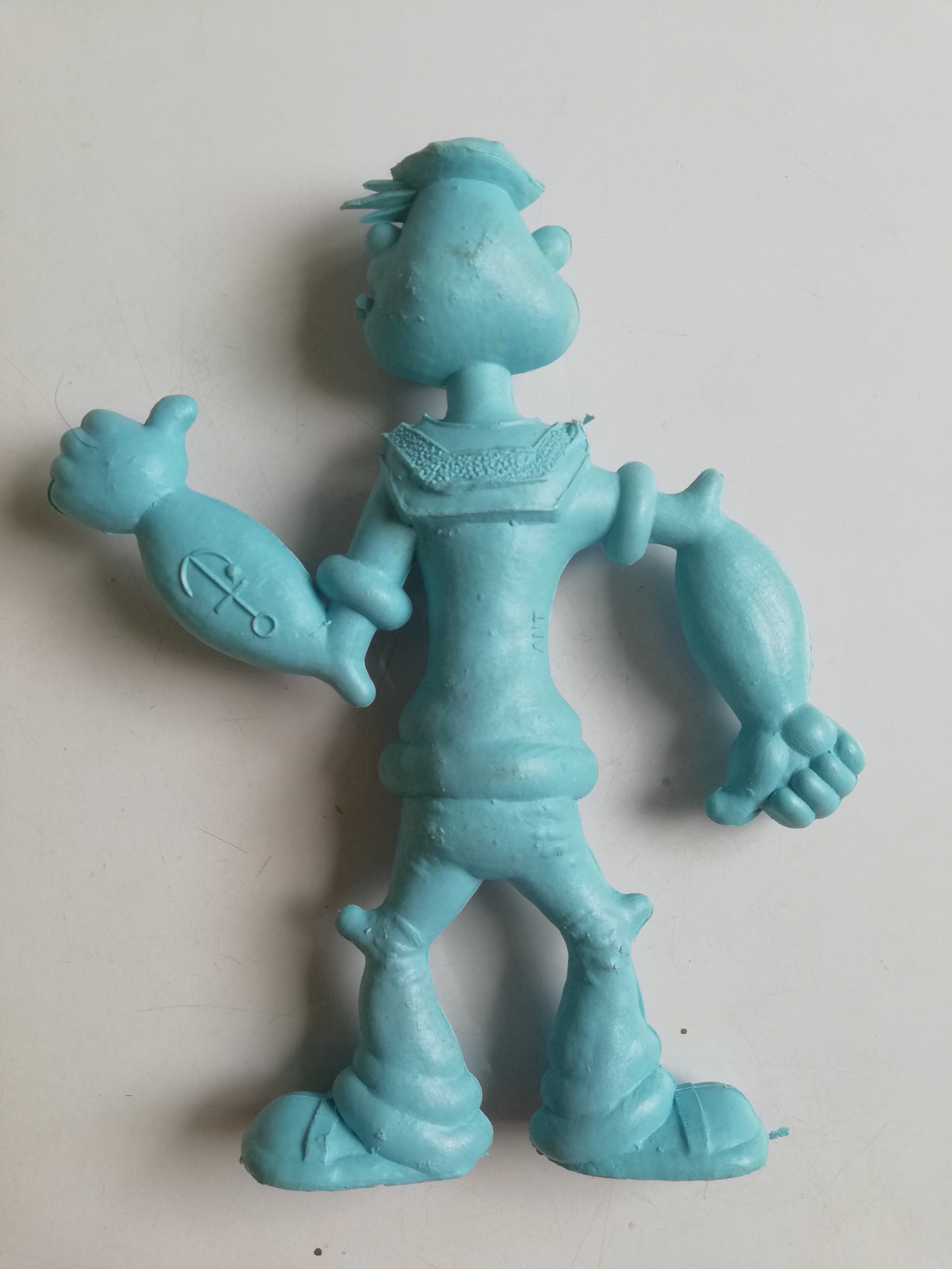 ของเล่น ย้อนยุค ของสะสมเรโทร " ตุ๊กตุ่น แอ๊นท6" Ants ตุ๊กตุ่นพลาสติกสีฟ้า รูป ป๊อบอาย Popeye