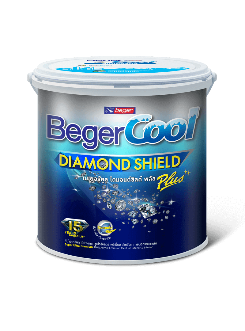 BegerCool DiamondShield Plus 15 เบเยอร์คูล ไดมอนด์ชิลด์ พลัส 15 สีทาบ้าน สูตรน้ำ ชนิดกึ่งเงา สีเบส B (ยังไม่รวมแม่สี) 9ลิตร/2.5 แกลลอน (Super White)