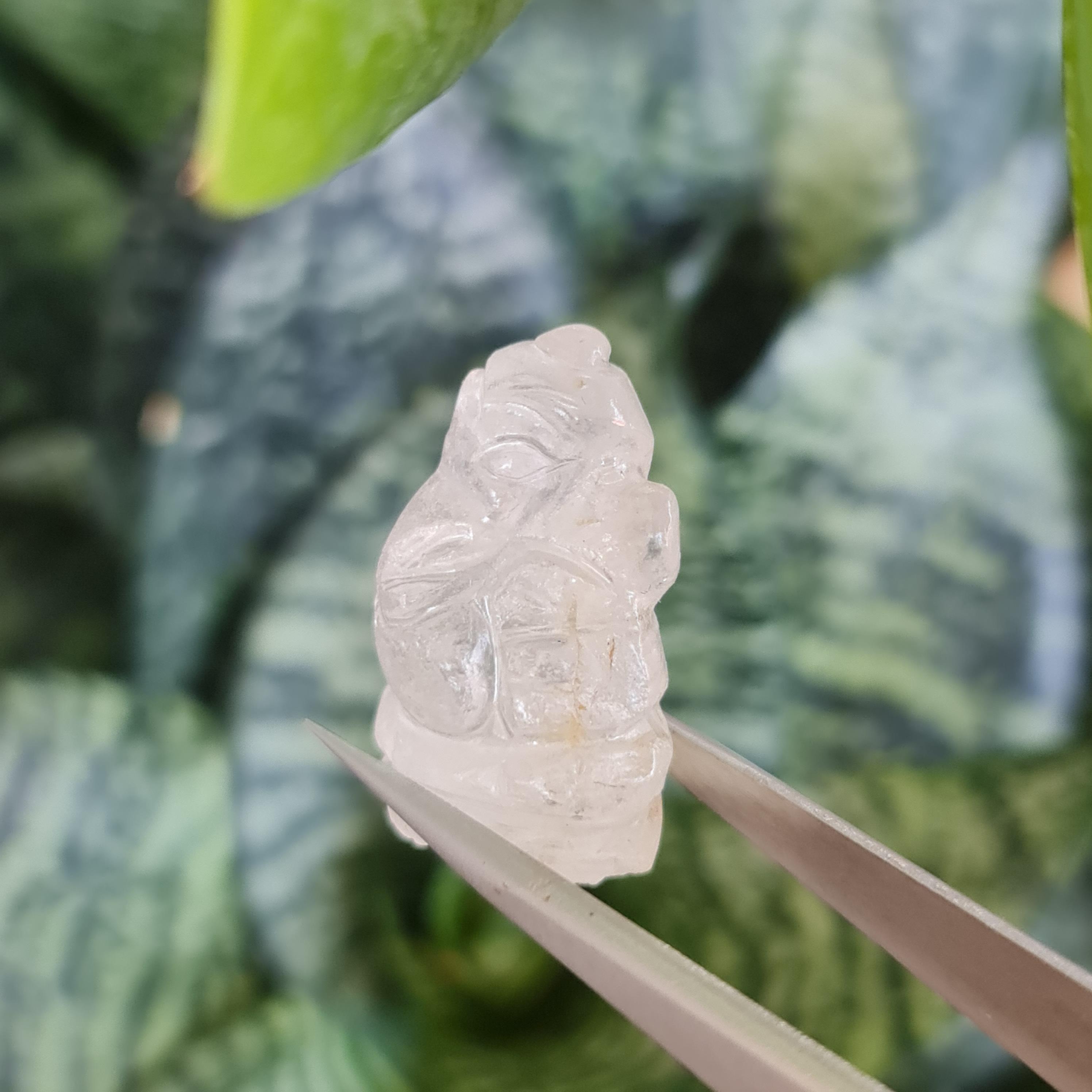 พลอย ไวท์ ควอตซ์ แกะสลัก พระพิฆเนศ White Quartz Ganesha (สินค้าเป็นแบบสุ่มมีจำนวนมาก)