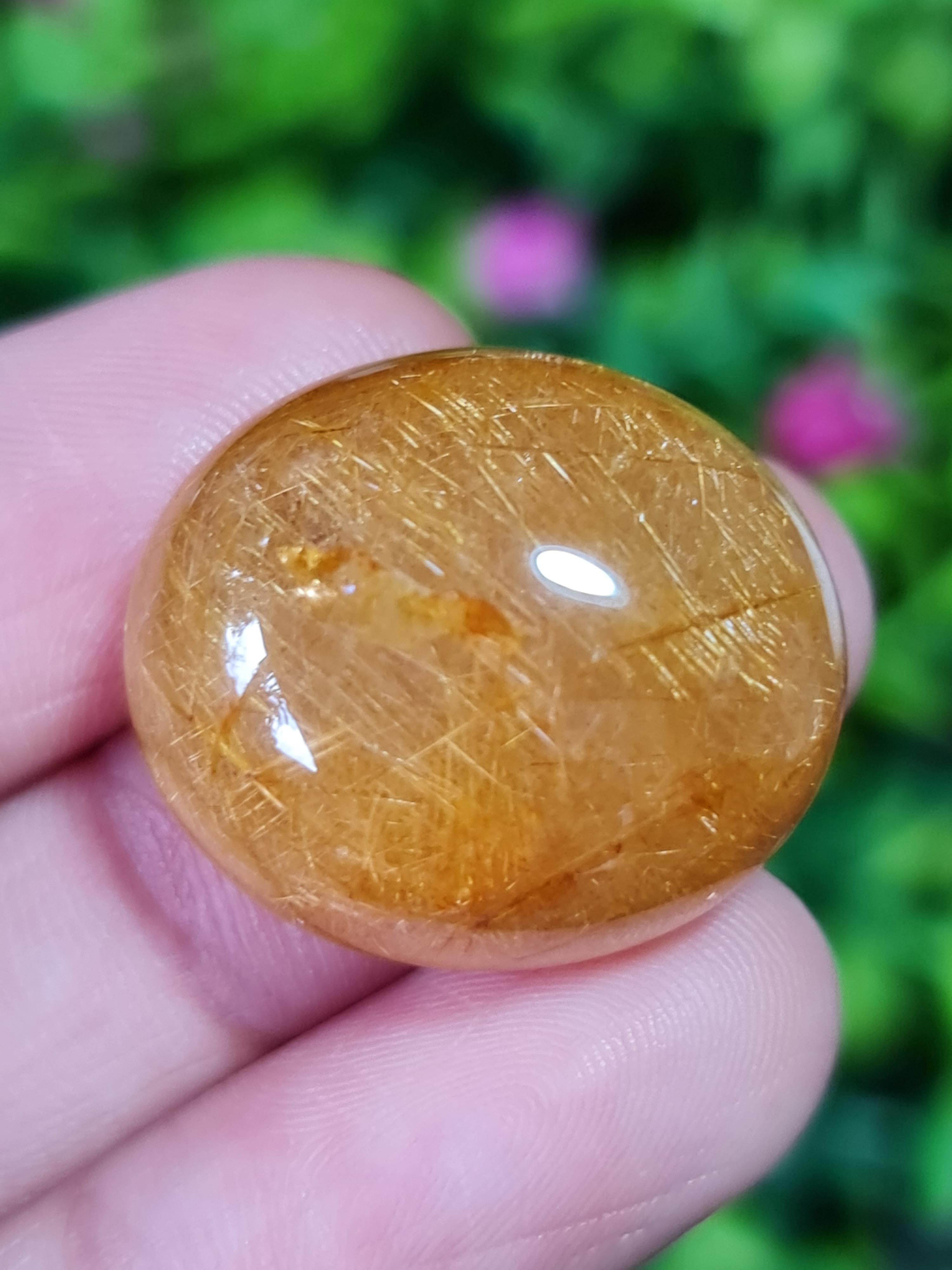 ไหมทอง ควอตซ์ Golden Rutilated Quartz 51.53 กะรัต Cts.พลอยแท้ อัญมณีมงคลประจําวันเกิด เครื่องประดับพลอย
