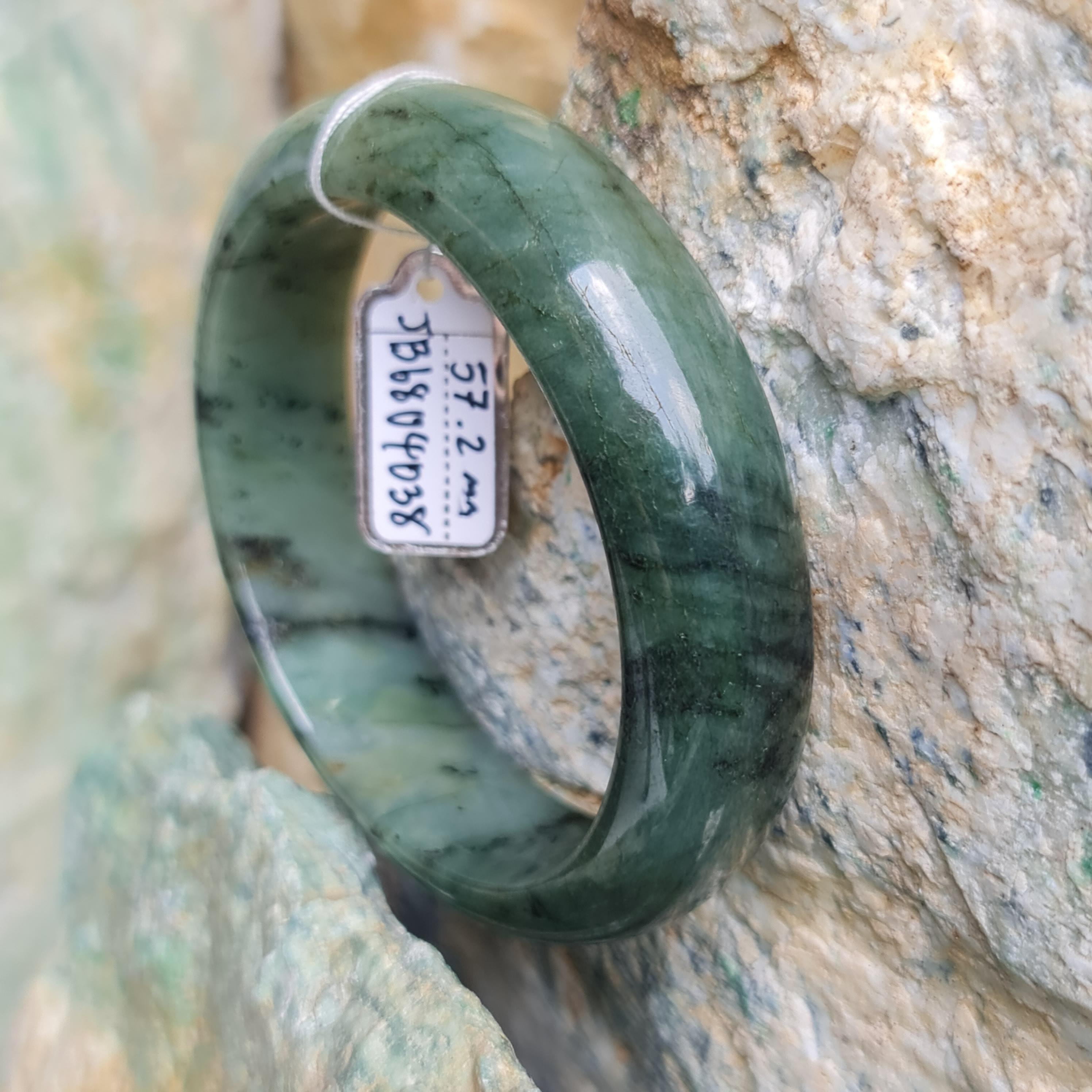 JB6804038 หยก พม่า แท้ Jade กำไลหยก 57.2 มม. (Jadeite bracelet) พม่า (Myanmar)