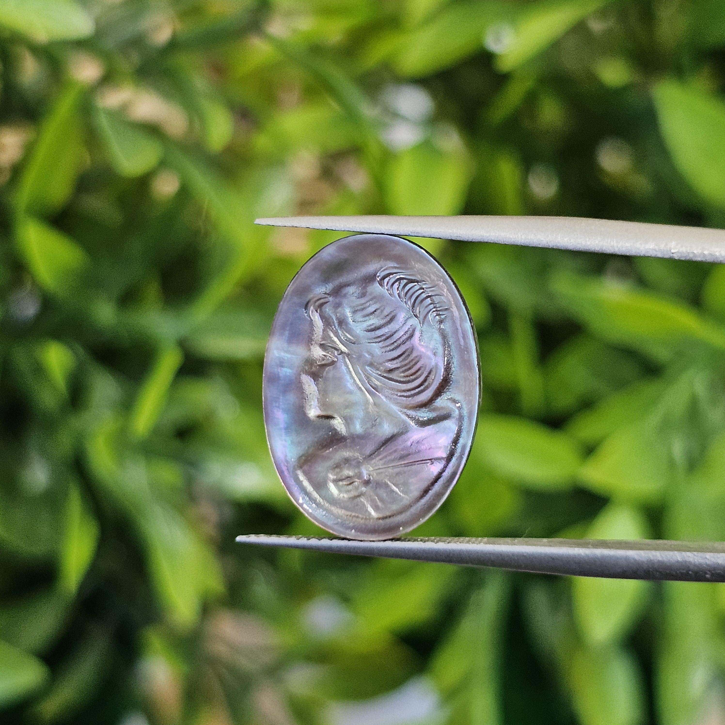 เปลือกหอยมุก แกะสลัก Pearl Shell Carved 4.50 กะรัต (Cts.) พลอยแท้ อัญมณีมงคลประจําวันเกิด เครื่องประดับพลอย