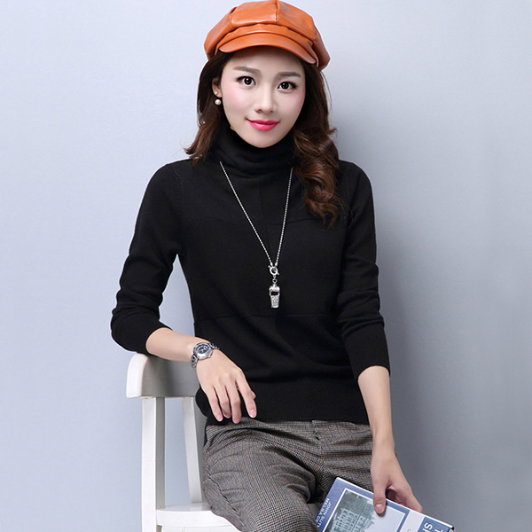 เสื้อสเวตเตอร์คอเต่า เสื้อไหมพรมวูลหนานุ่ม แขนยาว (12084B)