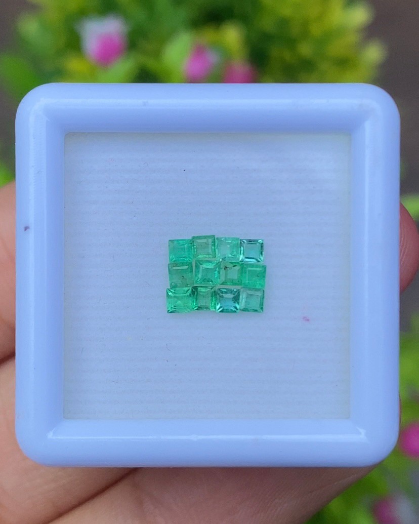 พลอย มรกต Natural Emerald แซมเบีย 0.53 กะรัต (Cts.) 12 เม็ด (Pcs.) พลอยแท้ อัญมณีมงคลประจําวันเกิด เครื่องประดับพลอย