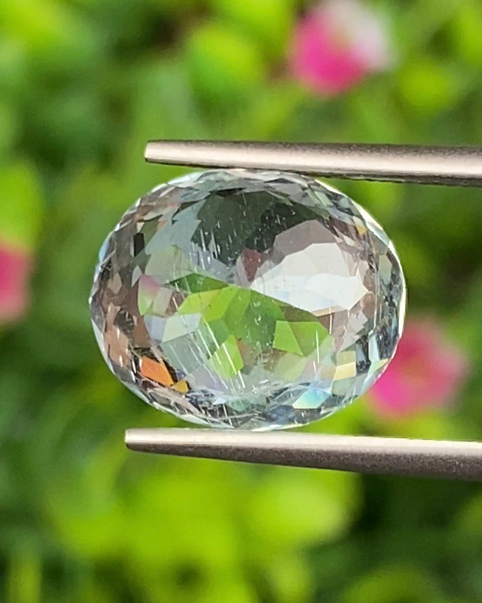 พลอย อความารีน Aquamarine 6.80 กะรัต (Cts.) พลอยแท้ อัญมณีมงคลประจําวันเกิด เครื่องประดับพลอย