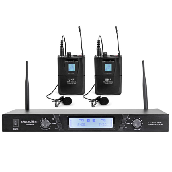 SOUNDVISION DW-240D/BT (LV) ชุดไมค์ลอยหนีบปกเสื้อ ดิจิตอล ย่าน 2.4GHz เปลี่ยนช่องความถี่สัญญาณได้ 2×16 ชาแนล