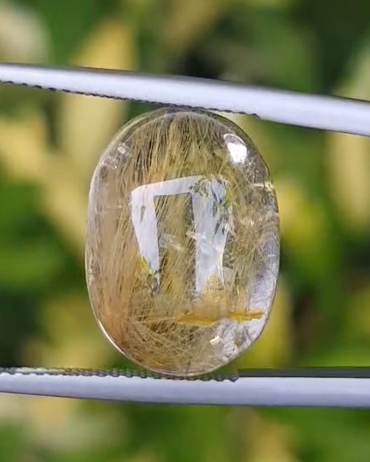 ไหมทอง ควอตซ์ Golden Rutilated Quartz 16.62 กะรัต Cts.พลอยแท้ อัญมณีมงคลประจําวันเกิด เครื่องประดับพลอย