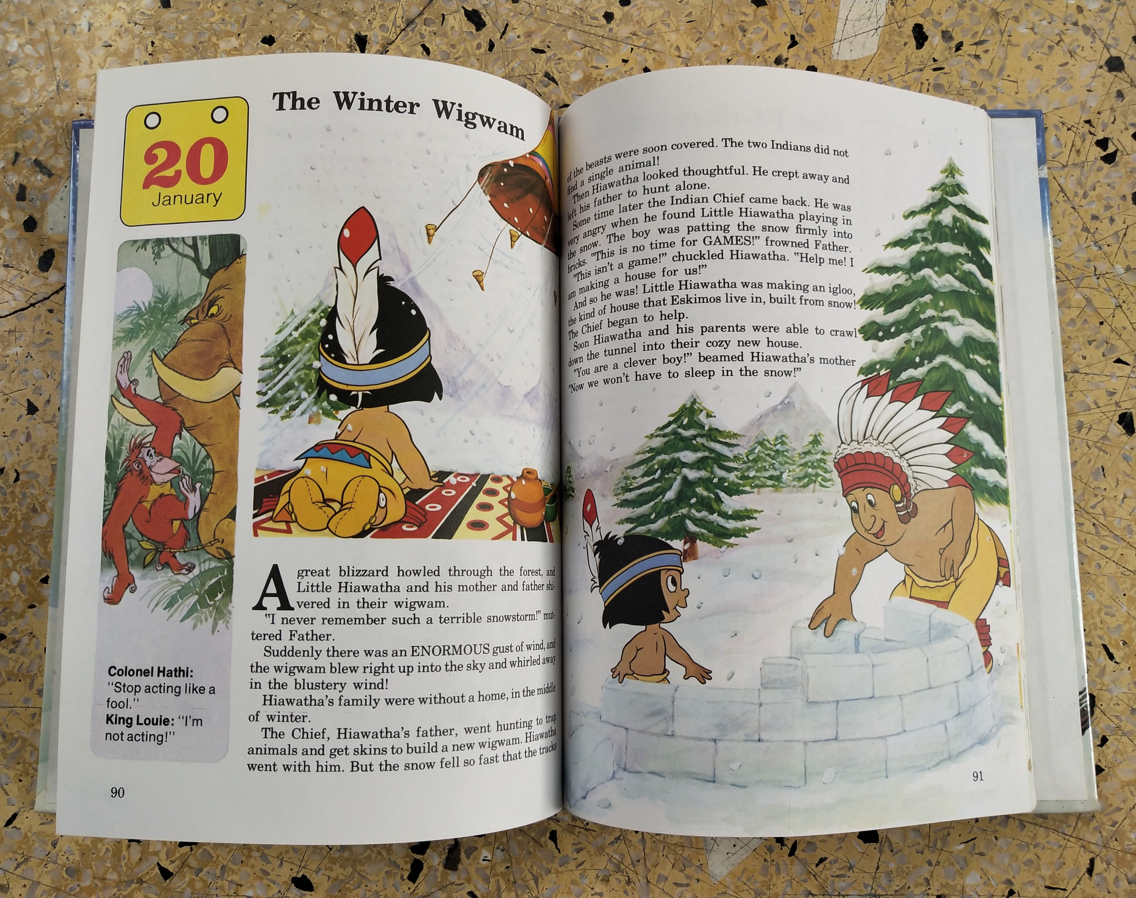 หนังสือภาพการ์ตูนดิสนีย์น่ารัก **หนังสิอเก่า มีตำหนิ โปรดตรวจสอบทุกภาพ ปกแข็ง ฉบับภาษาอังกฤษ เล่าเรื่องราวของทุกวันในฤดูหนาว ผ่านตัวการ์ตูนจากดิสนีย์ Story a Day for every day of the year ,Winter