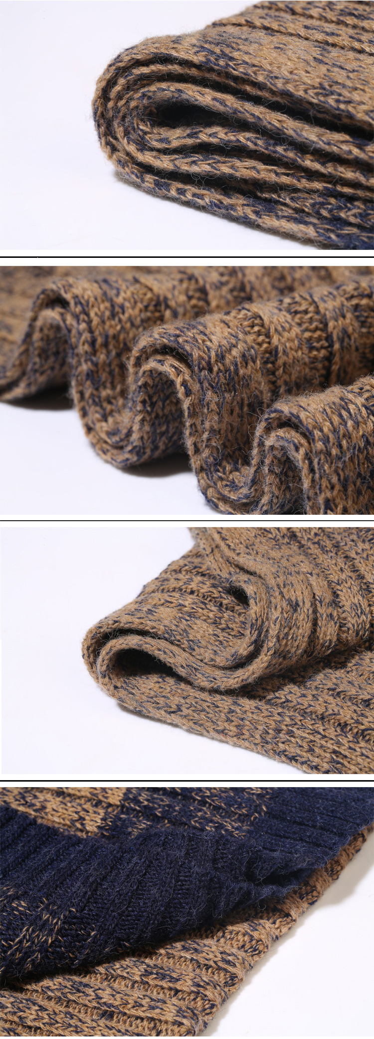 ผ้าพันคอไหมพรมถักลายตัดสี ผืนยาว ใช้ได้ทั้งชายและหญิง (10262MM)