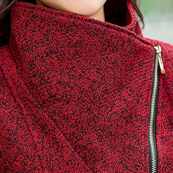 เสื้อโค้ทกันหนาวทรงสูท ซิปเฉียง คอเสื้อใส่ได้สองแบบ (12187X)