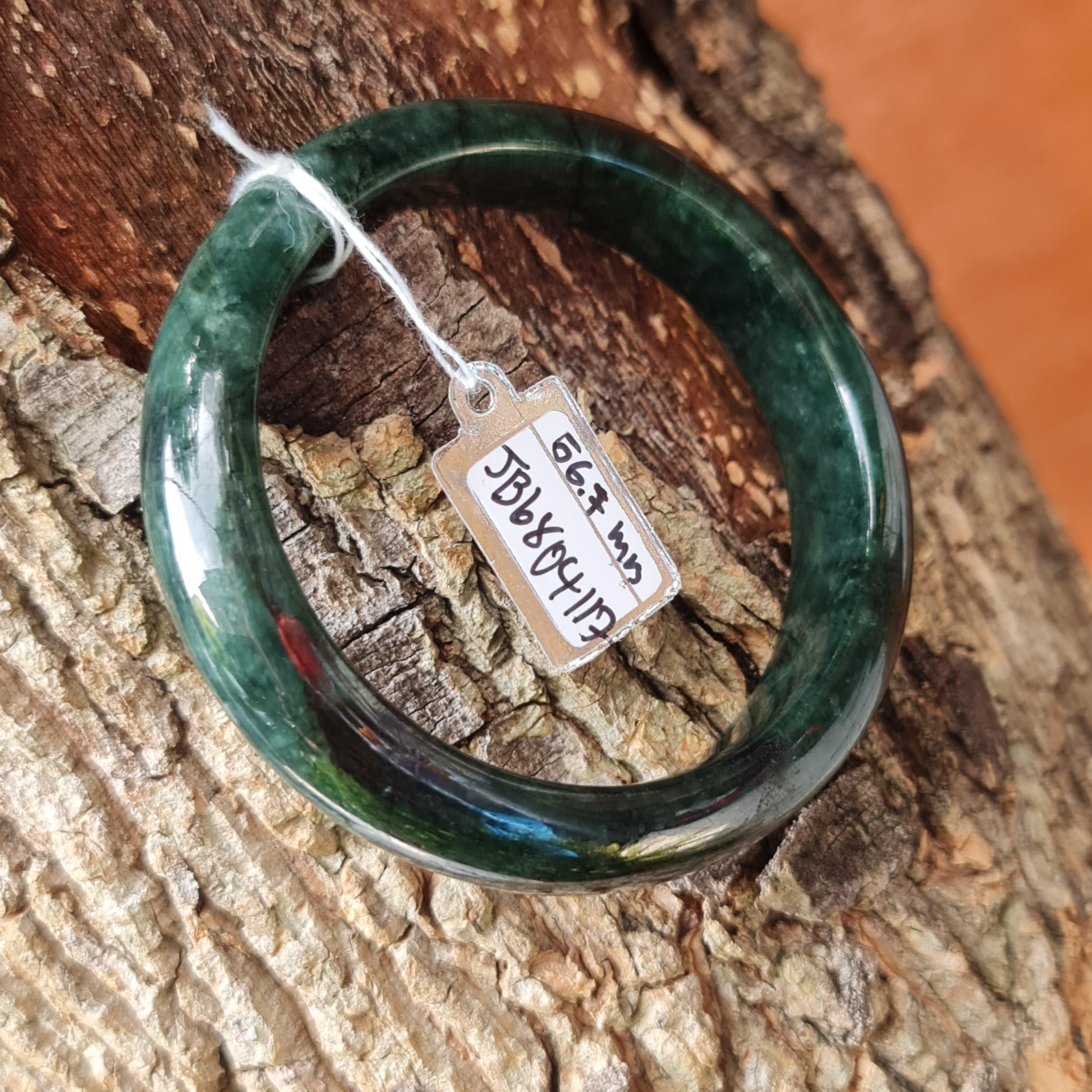 JB6804117 หยก พม่า แท้ Jade กำไลหยก 56.7 มม. (Jadeite bracelet) พม่า (Myanmar)