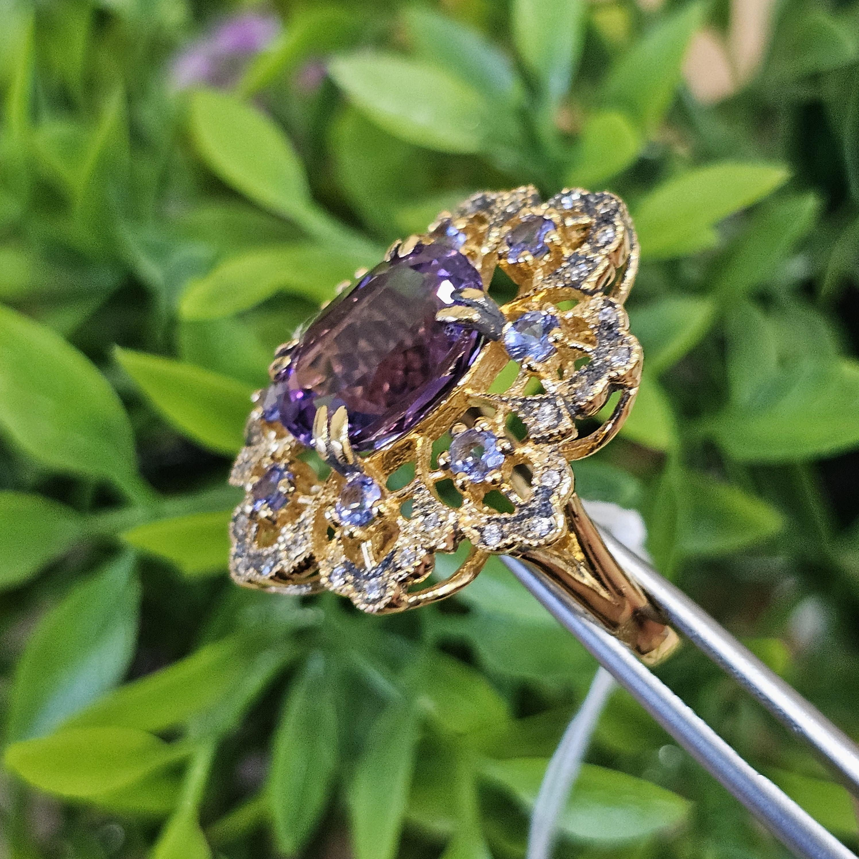 แหวนอเมทิส ตัวเรือนเงิน 57 ตัวเรือนเงินชุบทอง