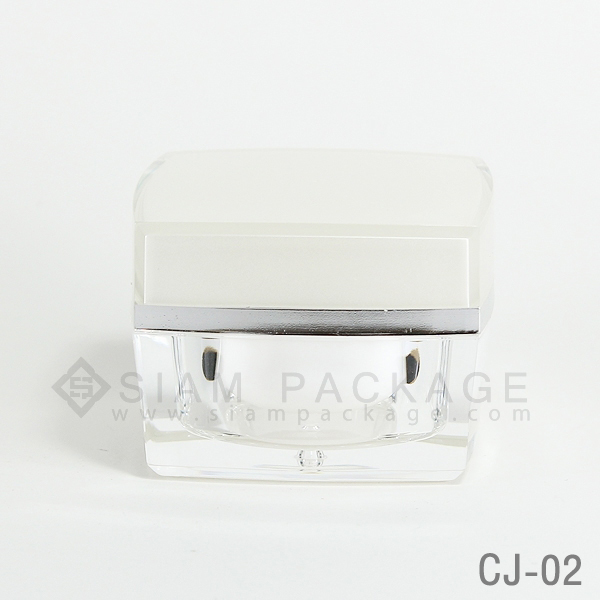 กระปุก อะคริลิค ชาแนลพรีเมี่ยม ถ้วยขาว รหัส CJ-02