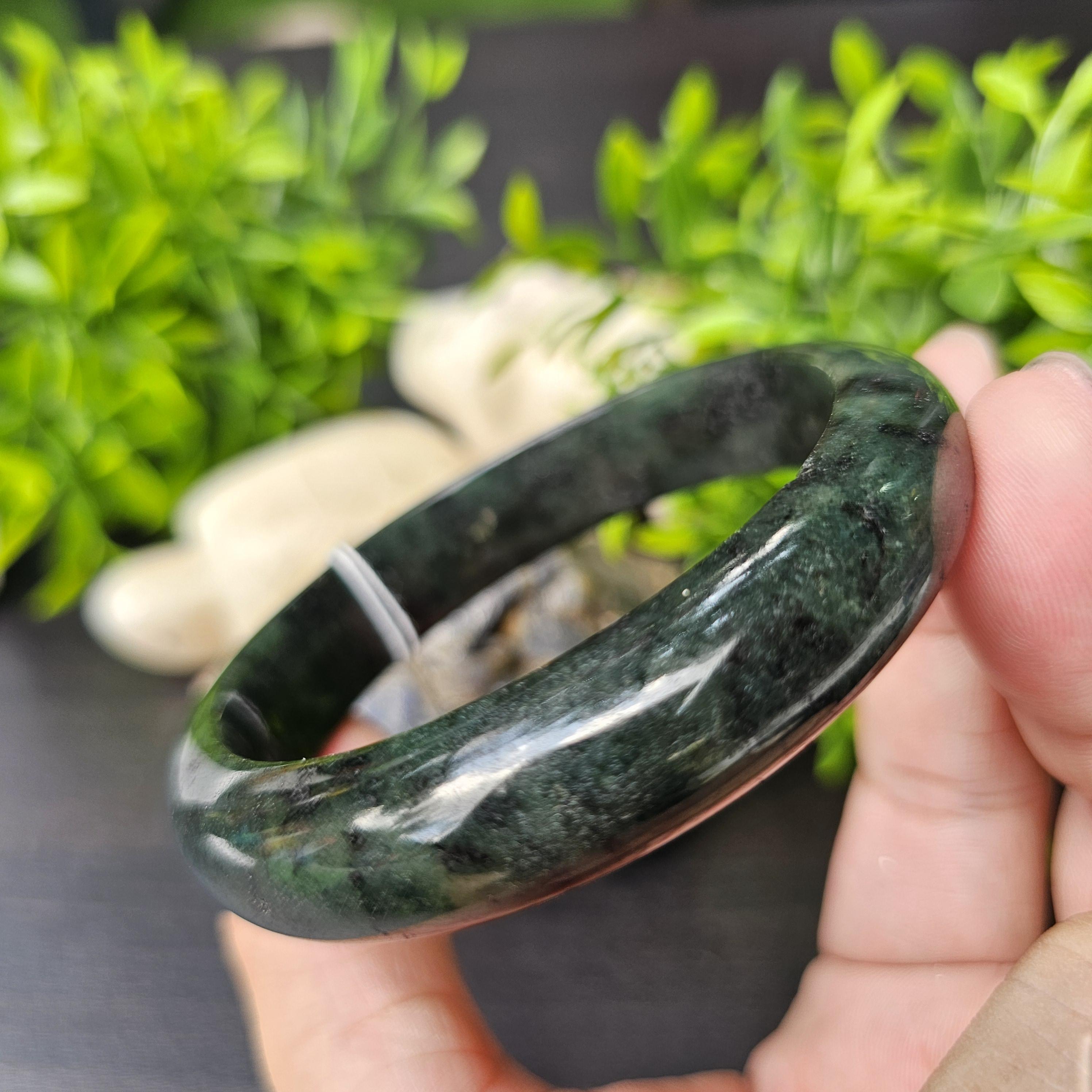 JB6804049 หยก พม่า แท้ Jade กำไลหยก 62.3 มม. (Jadeite bracelet) พม่า (Myanmar)