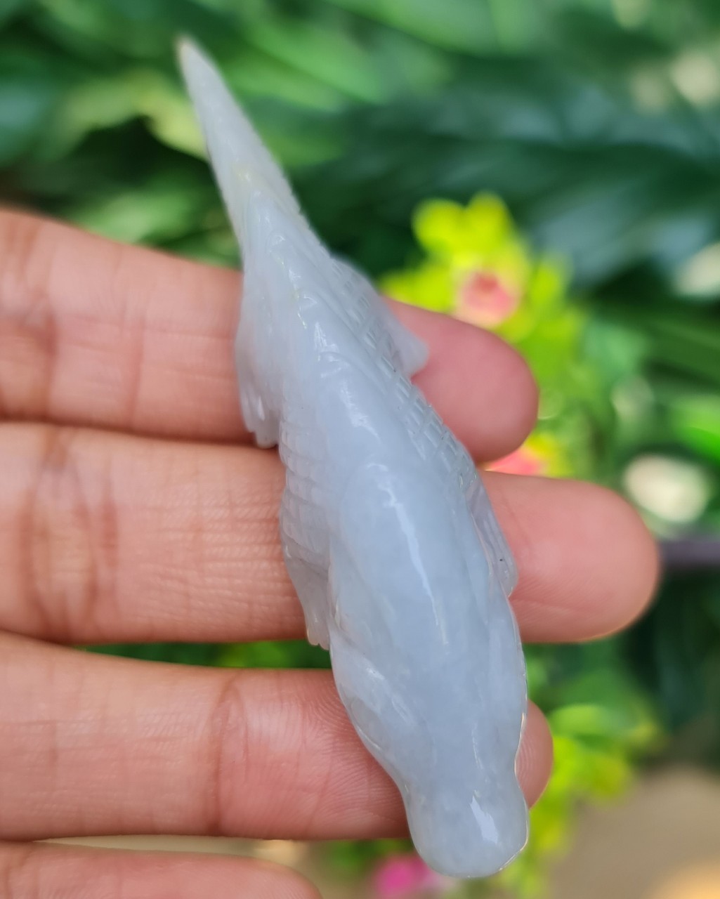 หยก แกะสลัก รูป จระเข้ (Burmese jadeite) หยก พม่า แท้