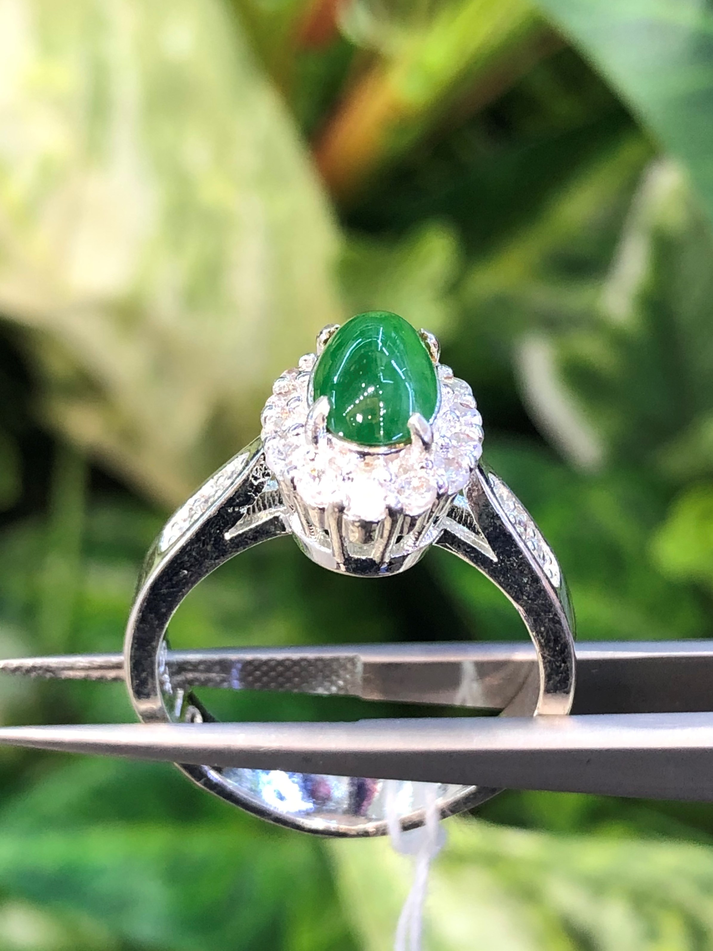 หยก พม่า แท้ Jade แหวนหยก (jadeite Ring) (Size) 59 ดิบ ไม่ผ่านการปรับปรุง (Type A) พม่า (Myanmar)
