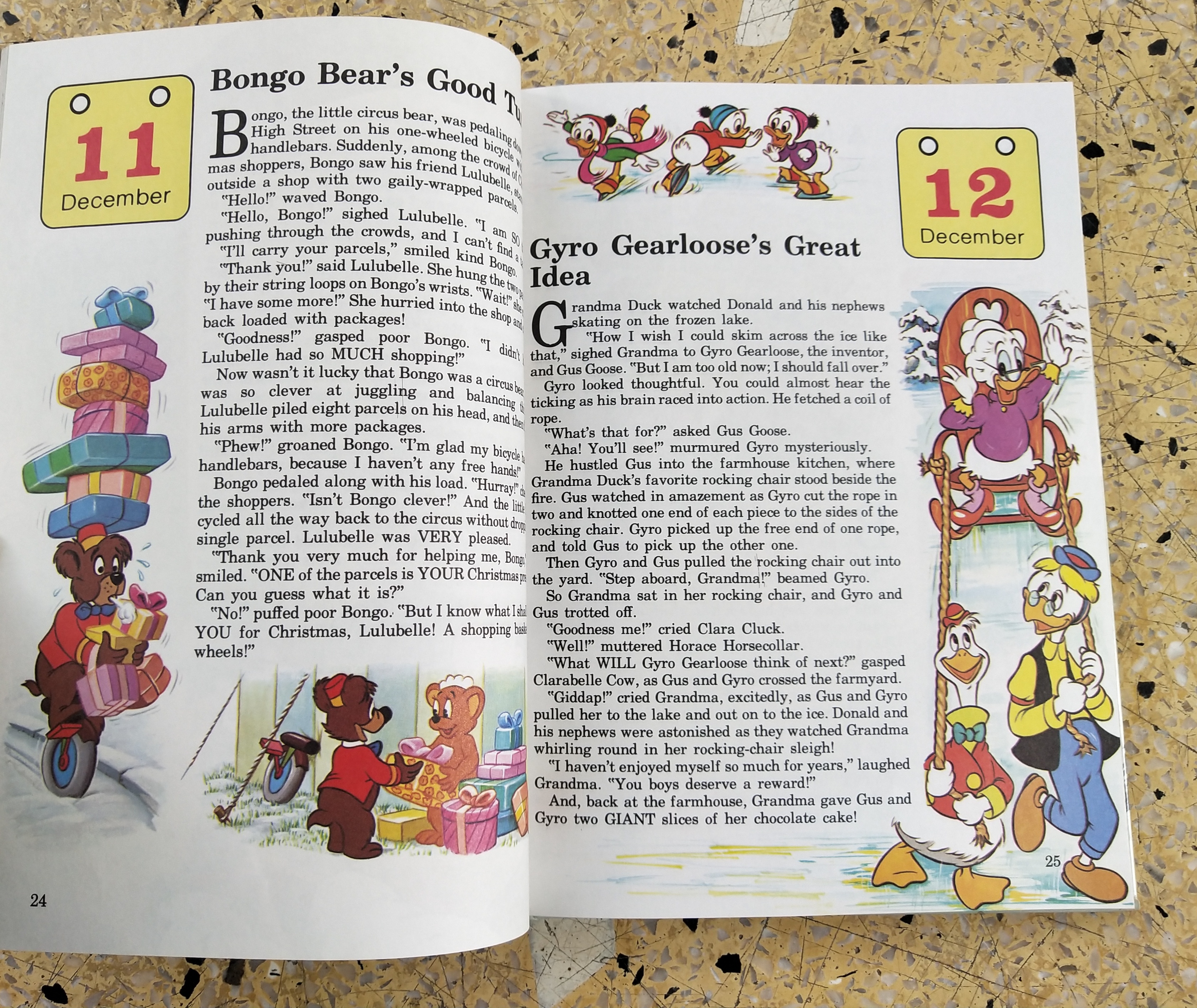 หนังสือภาพการ์ตูนดิสนีย์น่ารัก **หนังสิอเก่า มีตำหนิ โปรดตรวจสอบทุกภาพ ปกแข็ง ฉบับภาษาอังกฤษ เล่าเรื่องราวของทุกวันในฤดูหนาว ผ่านตัวการ์ตูนจากดิสนีย์ Story a Day for every day of the year ,Winter