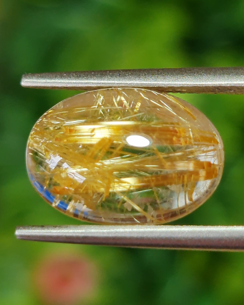 ไหมทอง ควอตซ์ Golden Rutilated Quartz 5.55 กะรัต Cts.พลอยแท้ อัญมณีมงคลประจําวันเกิด เครื่องประดับพลอย