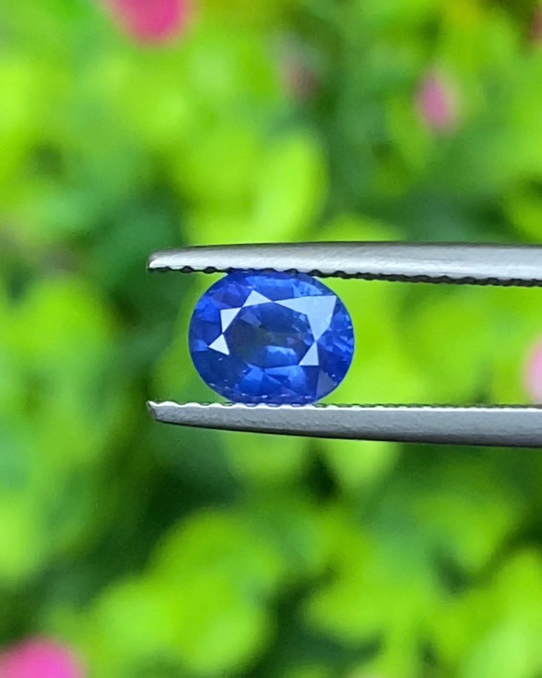 พลอย ไพลิน blue sapphire ซีลอน (Ceylon) 0.96 กะรัต (Cts.) พลอยแท้ อัญมณีมงคลประจําวันเกิด เครื่องประดับพลอย