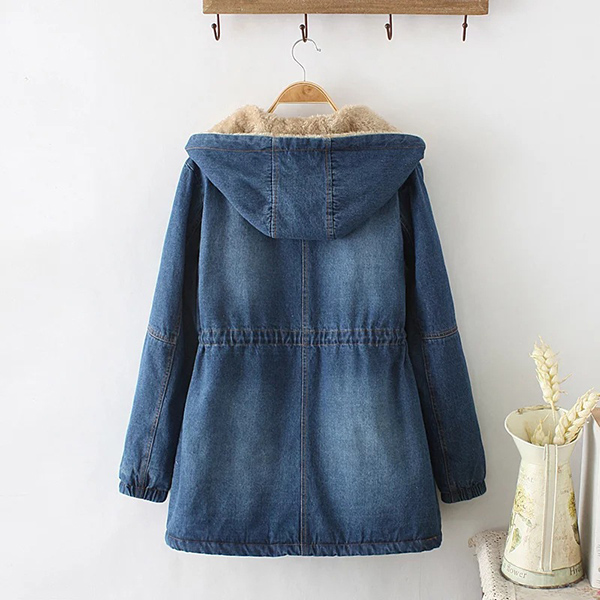 เสื้อโค้ทยีนส์กันหนาวใส่ติดลบ มีฮู้ด ซับขนนุ่ม (11650LM)