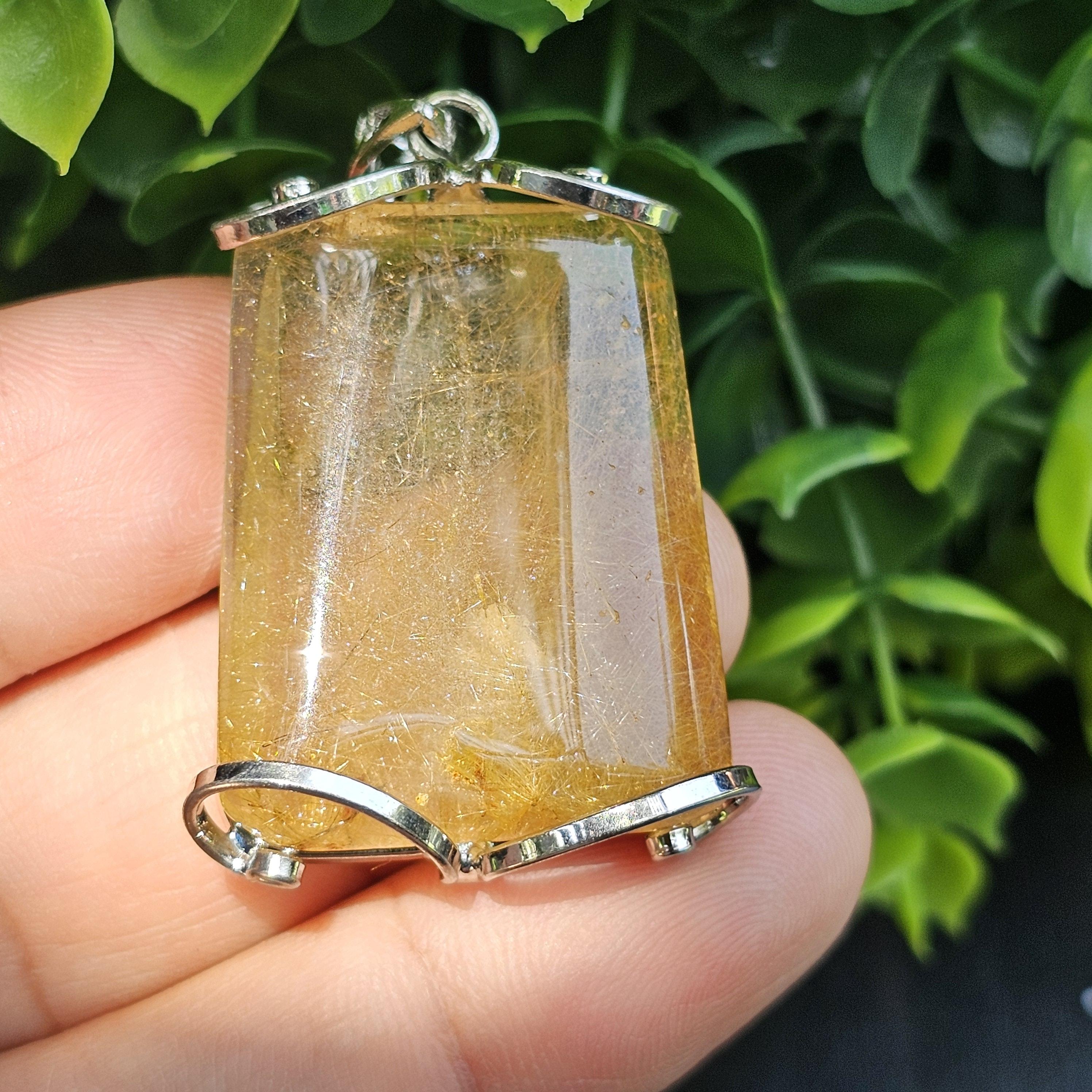 จี้ไหมทอง (Golden Rutilated Quartz) 16.34 กรัม g. พลอยแท้ อัญมณีมงคลประจําวันเกิด เครื่องประดับพลอย