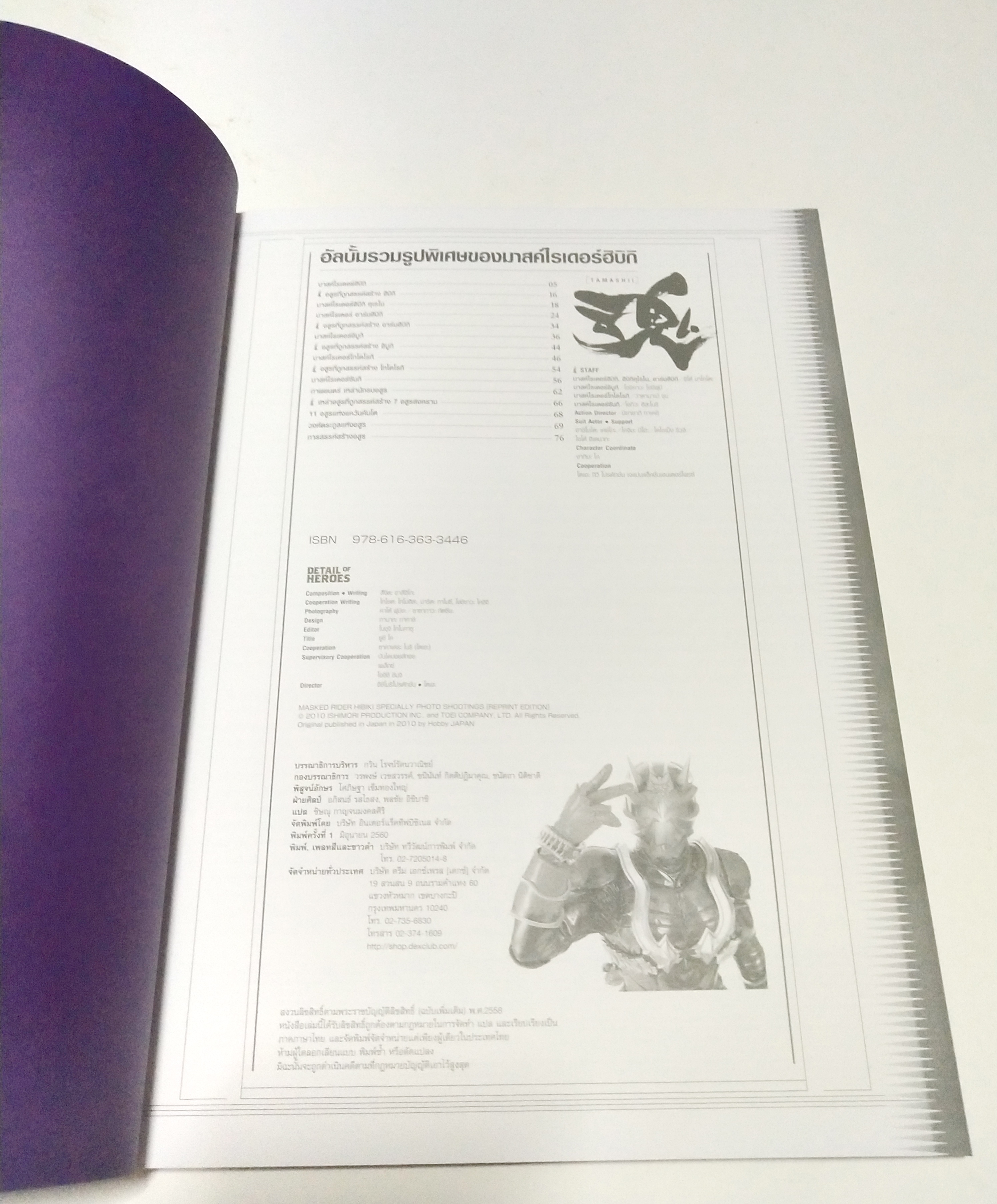อัลบั้มรวมรูปพิเศษของมาสค์ไรเดอร์ฮิบิกิ Hibiki (Tamashii) Detail of Heroes เจาะลึกรายละเอียด ของ มาสค์ไรเดอร์ ฮิบิกิ ฮีโร่จากญี่ปุ่น ผู้มีเอกลักษณ์พิเศษที่สุดในประวัติศาสตร์ หนังสือรวมภาพแห่งตำนานที่เผยทุกรายละเอียดของฮิบิกิ อยู่ในมือทุกท่านแล้ว Masked Ri