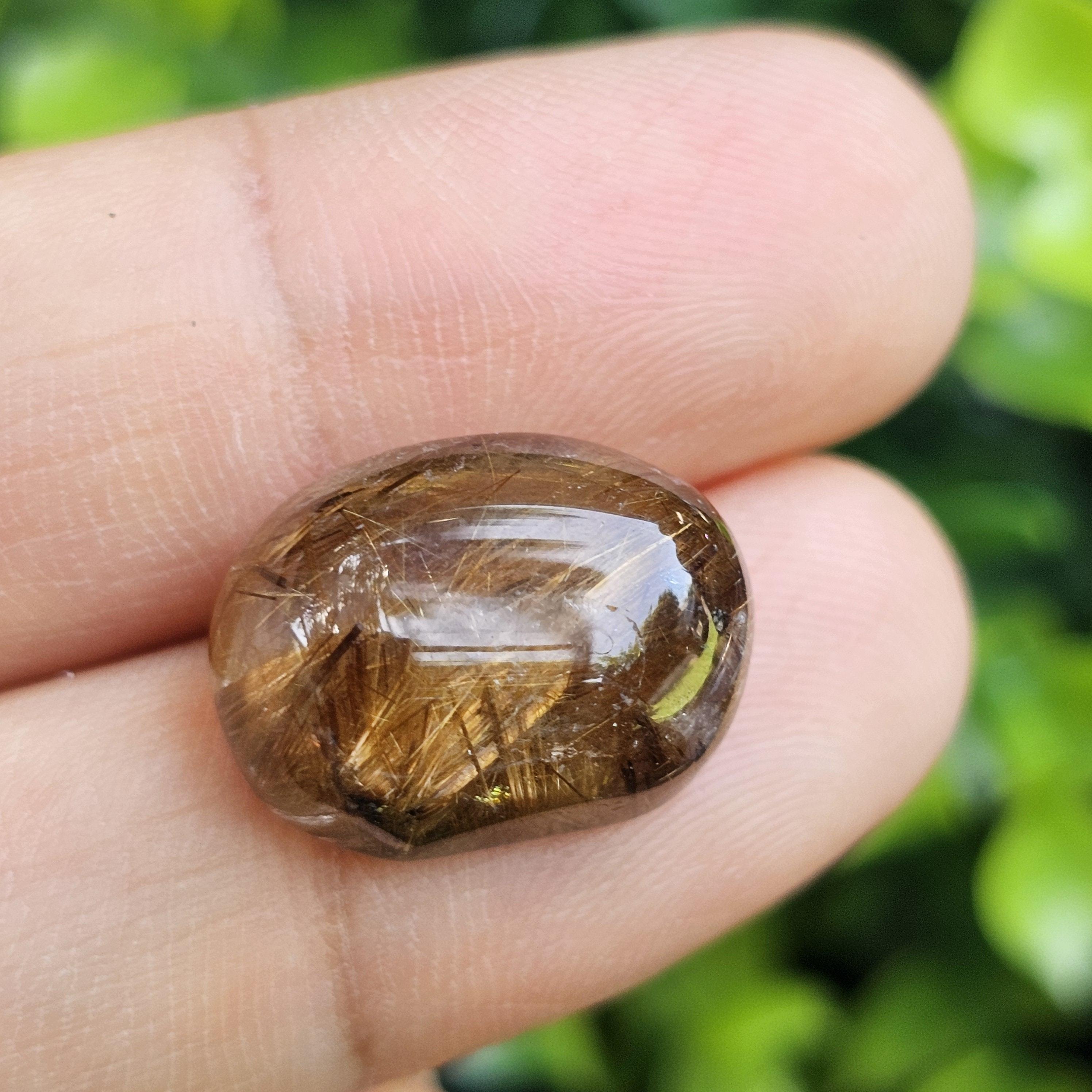 ไหมทอง ควอตซ์ Golden Rutilated Quartz 15.89 กะรัต Cts.พลอยแท้ อัญมณีมงคลประจําวันเกิด เครื่องประดับพลอย