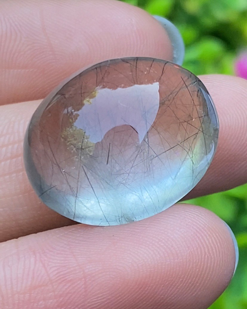 โป่งข่าม ควอตซ์ Rutilated Quartz 33.15 กะรัต Cts. พลอยแท้ อัญมณีมงคลประจําวันเกิด เครื่องประดับพลอย