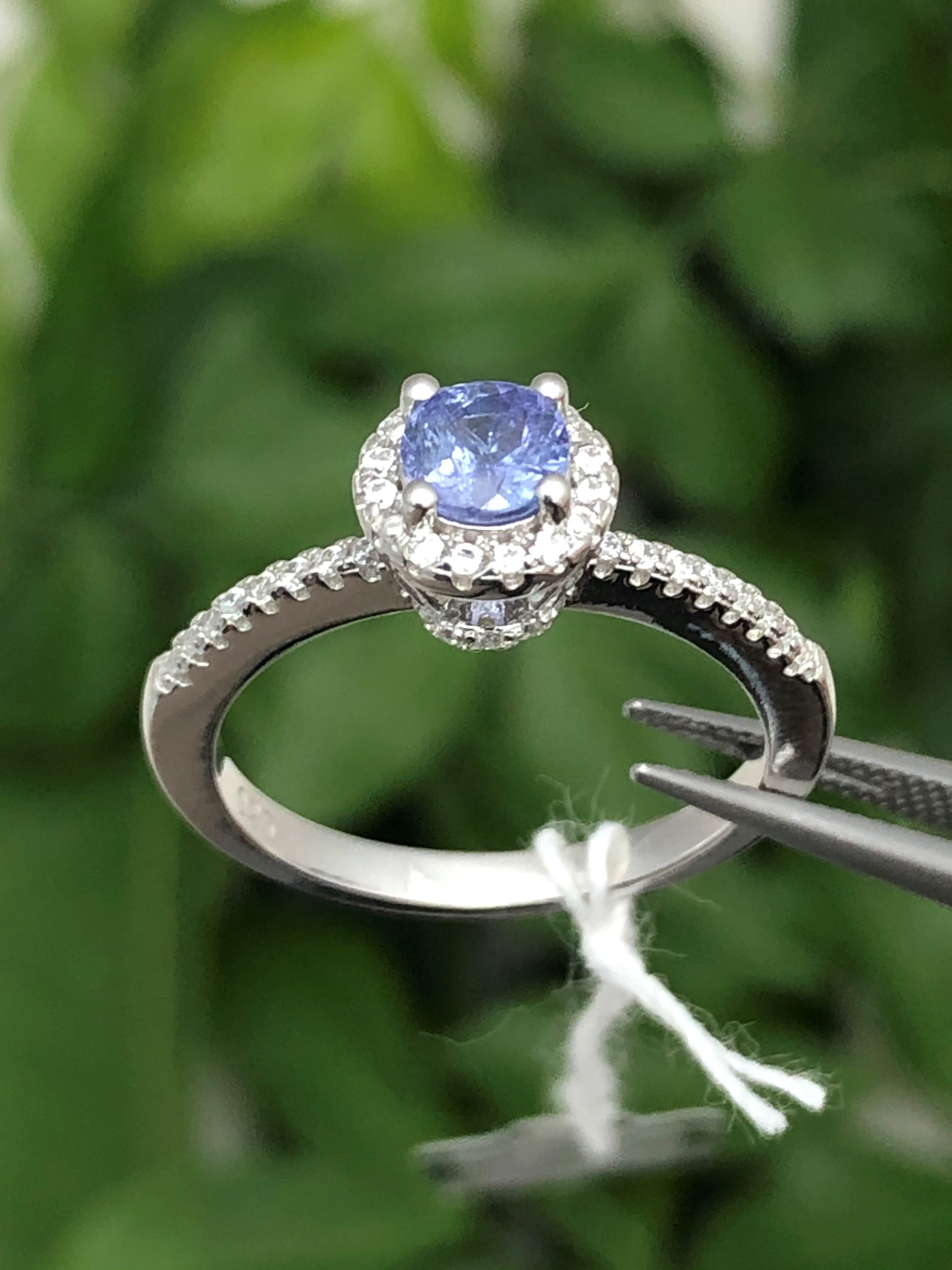 แหวน พลอยแท้ แทนซาไนท์ (Size) 56 (Tanzanite Silver Ring ) ตัวเรือนเงิน เพชร CZ คัดคุณภาพ