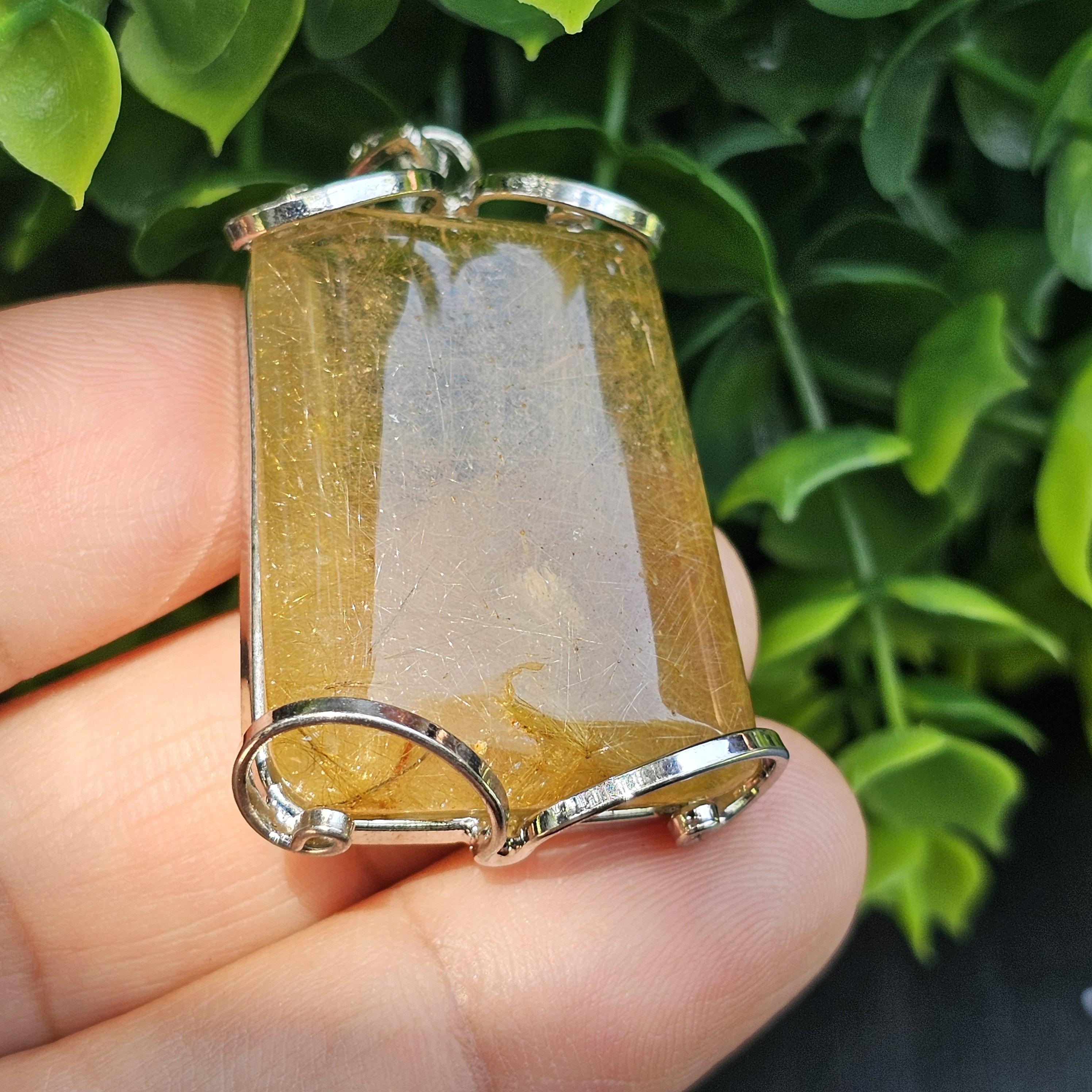 จี้ไหมทอง (Golden Rutilated Quartz) 16.34 กรัม g. พลอยแท้ อัญมณีมงคลประจําวันเกิด เครื่องประดับพลอย