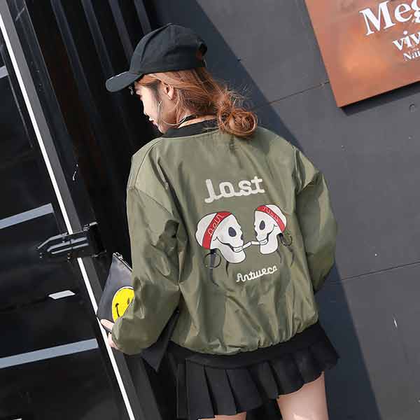 เสื้อแจ็คเก็ตกันแดดกันลม หลังแต่งลายหัวกระโหลก (11864X)