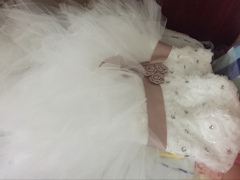 Pre-order ชุดแฟนซี ชุดเจ้าสาว ชุดราตรี สีขาว เกาะอก หน้าสั้นหลังยาว เชือกผูกหลัง