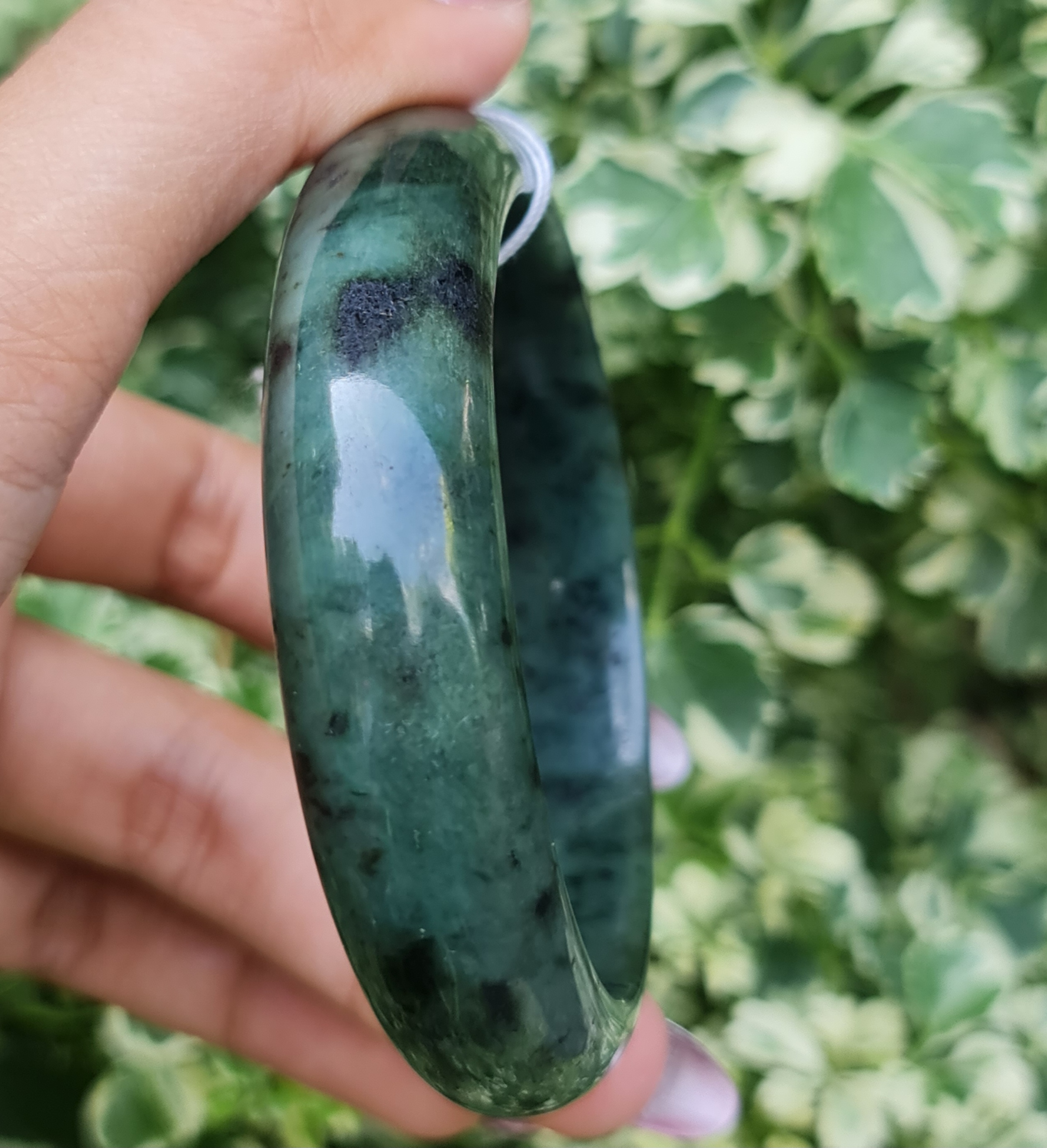 JB6804045 หยก พม่า แท้ Jade กำไลหยก 58.8 มม. (Jadeite bracelet) พม่า (Myanmar)