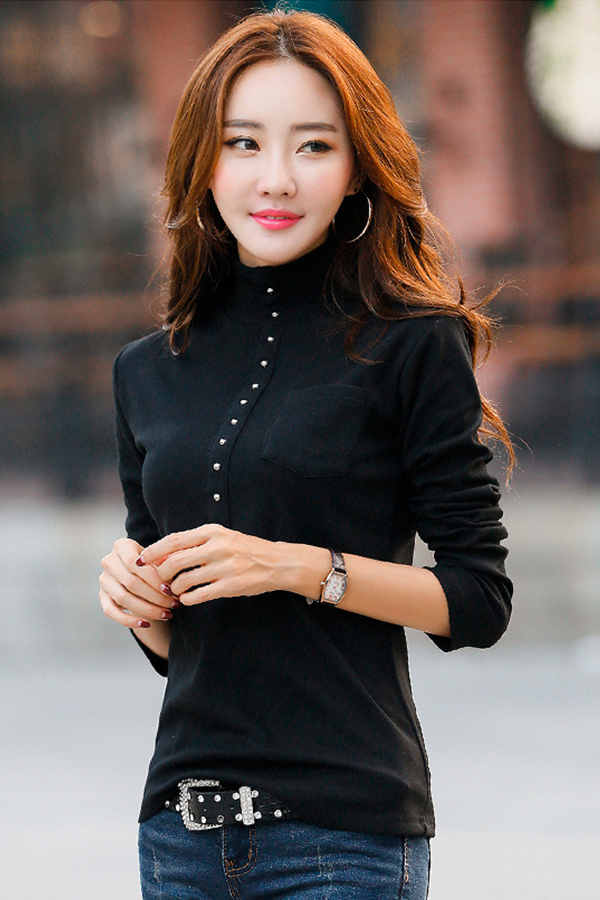 เสื้อคอเต่า เสื้อคอสูง เสื้อแขนยาวซับกำมะหยี่กันหนาว (12389X)