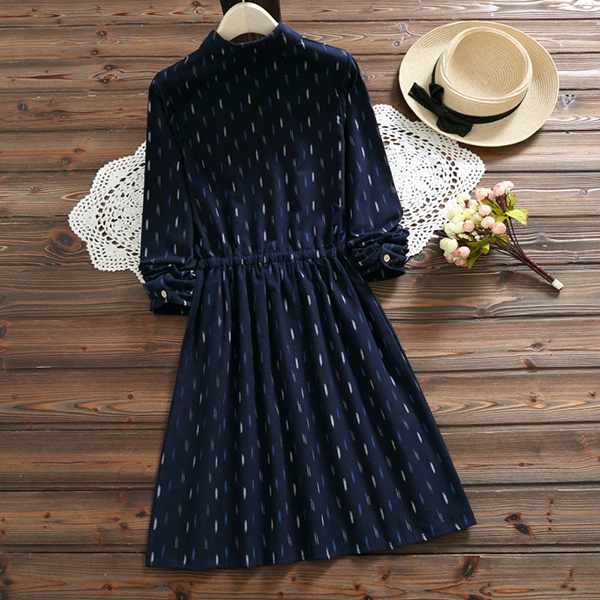 เดรสเชิ้ตแฟชั่นญี่ปุ่น แขนยาว เอวผูกจั๊ม (12297LM)