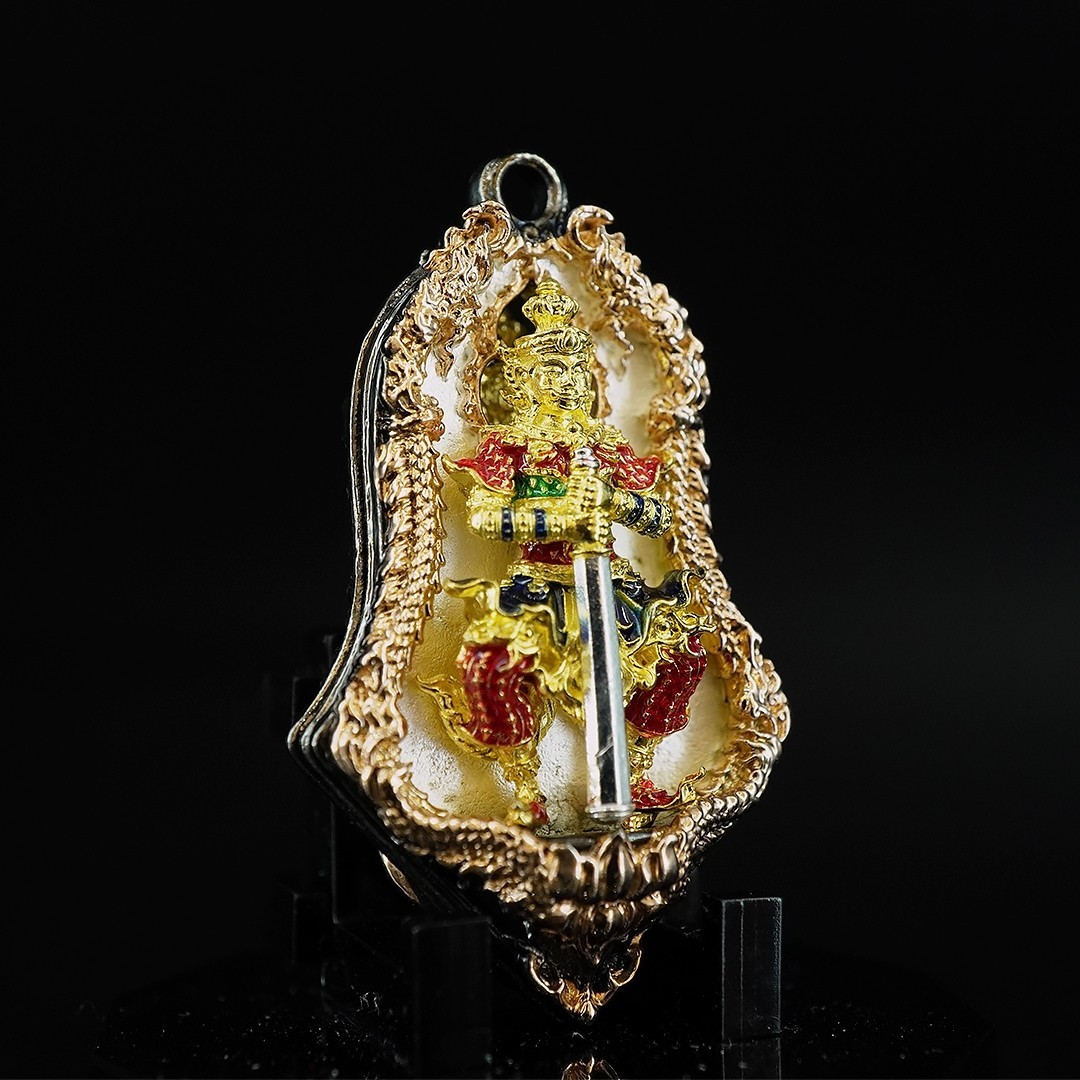 เหรียญจำปีพุทธศิลป์ท้าวเวสสุวรรณโณ รุ่นทวิเทวา รายการที่4 เนื้อบรอนซ์ ชุบ4K ลงยาสี