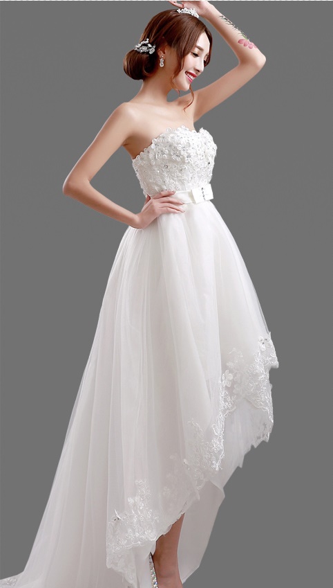 ชุดแต่งงาน เกาะอก หน้าสั้นหลังยาว