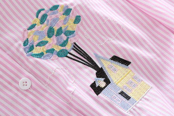 เดรสเชิ้ตแขนยาว เอวผูกจั๊ม แต่งปักลายวินเทจ (12290LM)