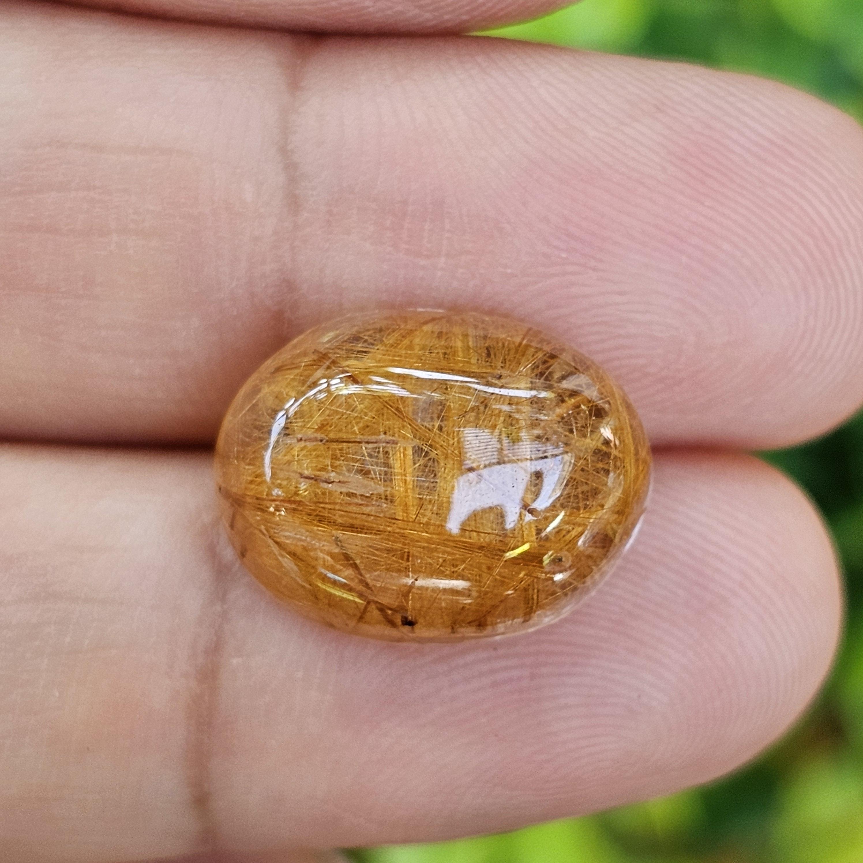 ไหมทอง ควอตซ์ Golden Rutilated Quartz 11.98 กะรัต Cts.พลอยแท้ อัญมณีมงคลประจําวันเกิด เครื่องประดับพลอย