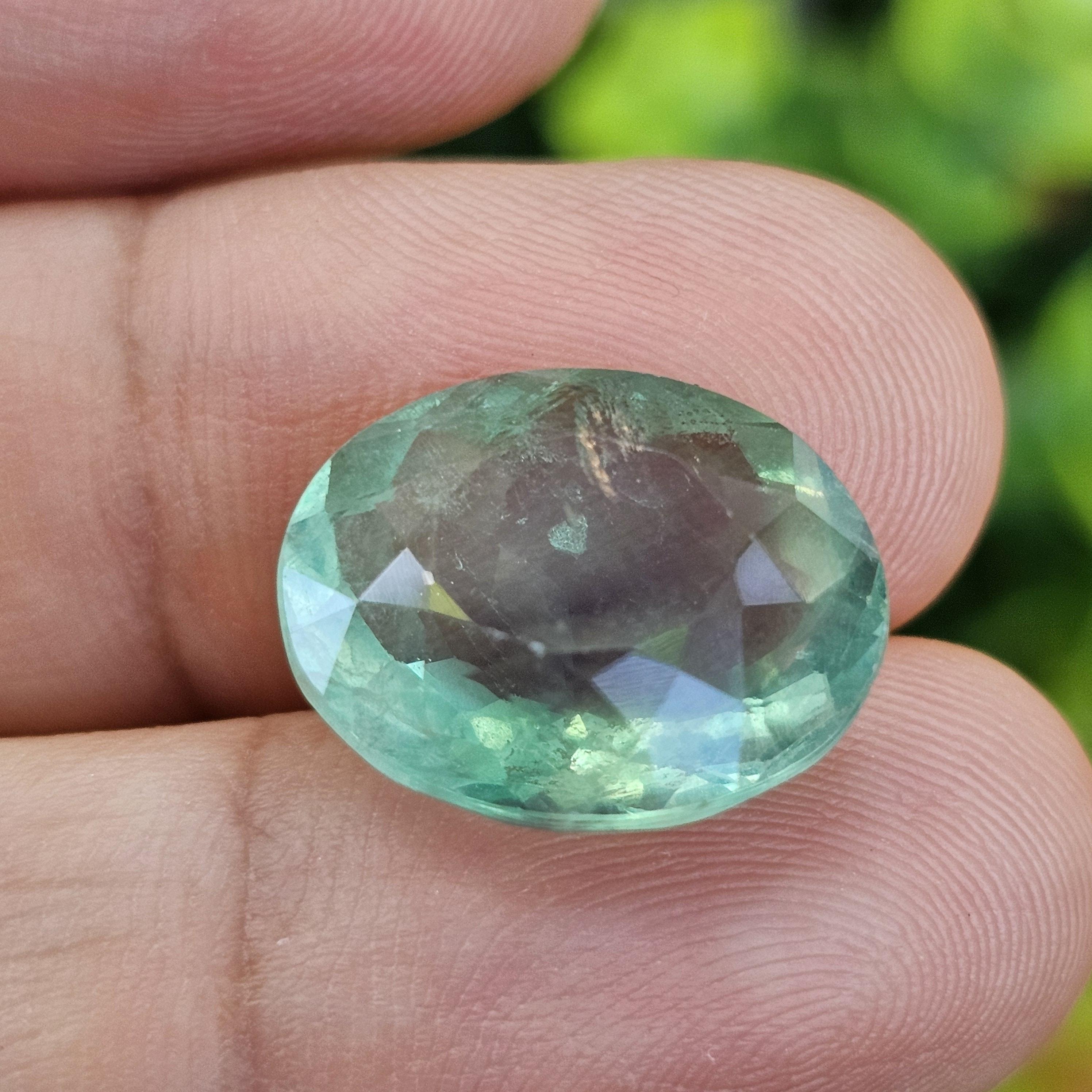 พลอย ฟลูออไรด์ (Fluorite) 13.18 กะรัต (Cts.) พลอยแท้ อัญมณีมงคลประจําวันเกิด เครื่องประดับพลอย