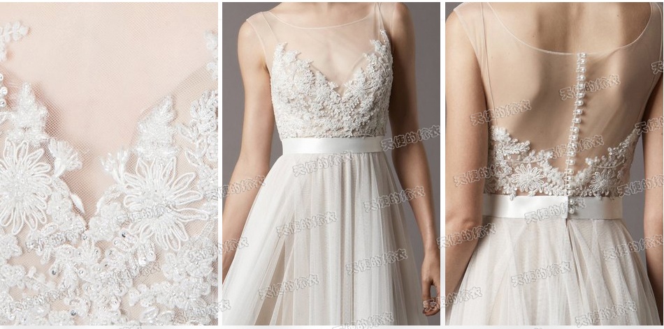 ชุดแต่งงาน แขนกุด ซีทรูช่วงอก ชายตรง