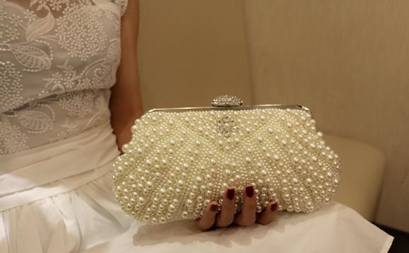 พร้อมส่ง Evening Clutch กระเป๋าออกงาน แต่งมุกทั้งใบ&คริสตัลหรู มาพร้อมสายสะพายสั้น/ยาว