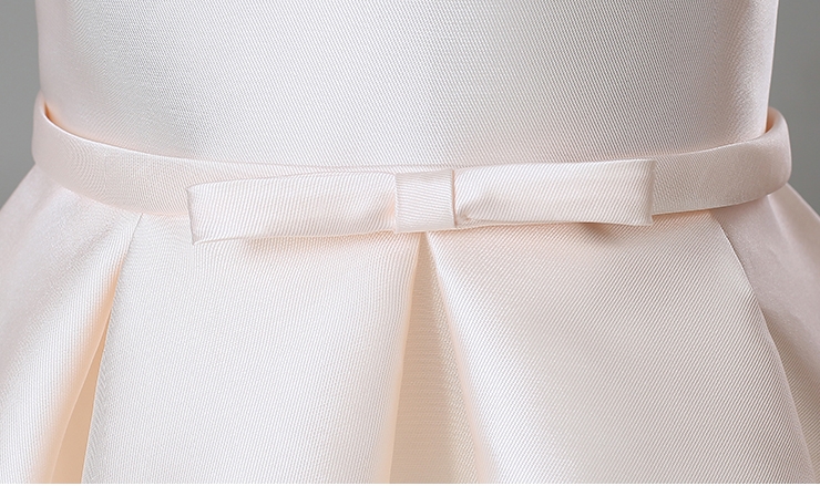 Pre-order ชุดราตรีเด็ก ชุดออกงาน ชุดกระโปรง สไตล์เจ้าหญิง แขนกุด คอสูง คาดเอวด้วยโบว์ กระโปรงจับจีบเล็กน้อย สวยหวาน มีซิปหลัง