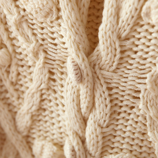 เสื้อคลุมกันหนาววินเทจ ไหมพรมหนานุ่มถักลายนูน (12065LM)