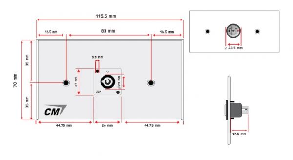 CM CM-W5101XACO แผ่นติด Powercon lineOut 1 ช่อง