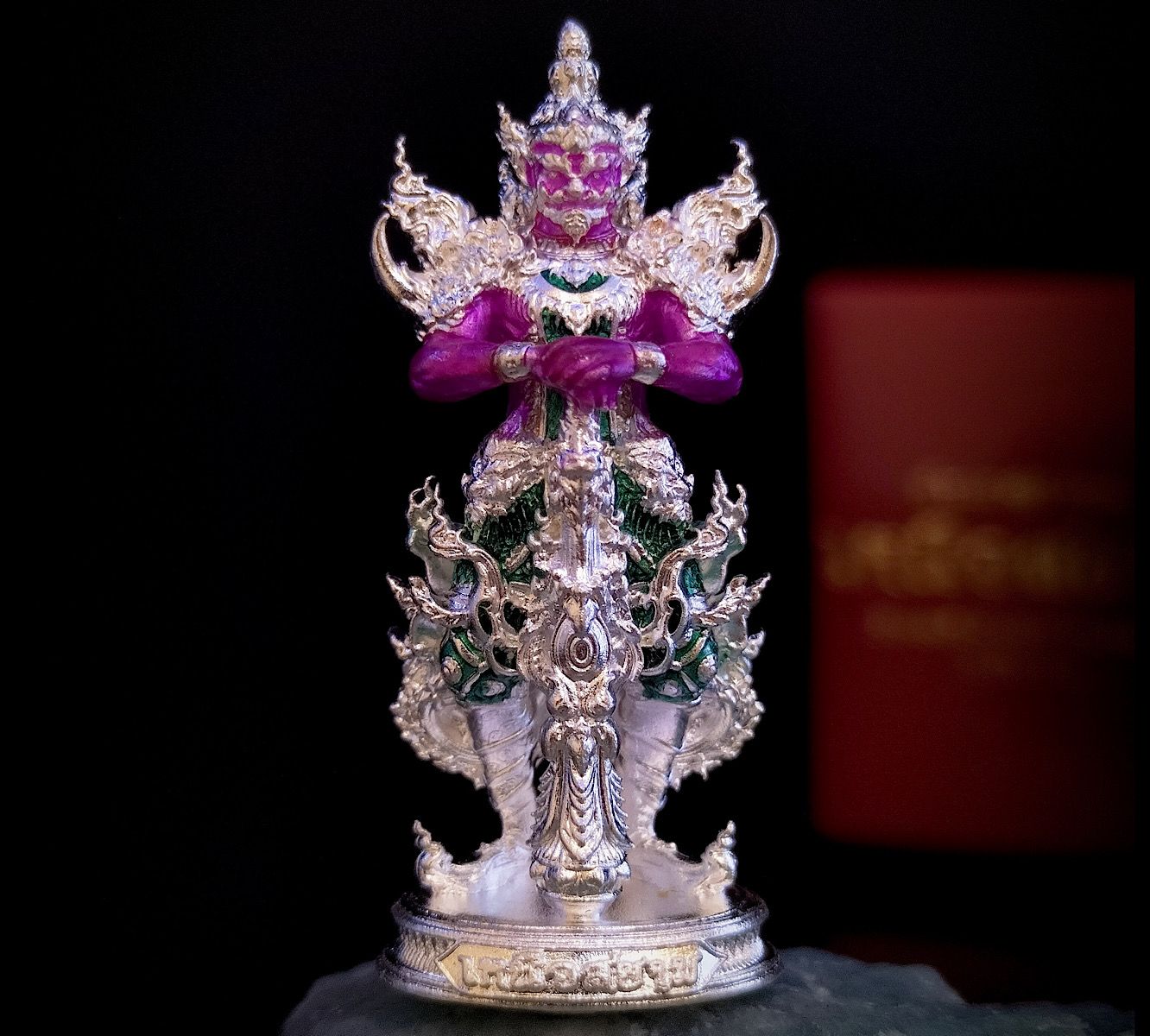 ท้าวเวสสุวรรณเหนือสยาม (หน้ายักษ์) รหัส 6.15 เนื้อบรอนซ์ชุบเงินลงยา